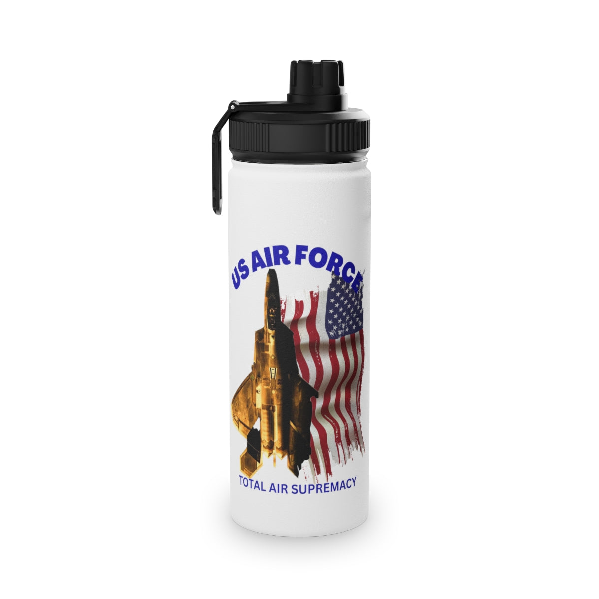 Stainless Steel Water Bottle, Sports Lid ( US Air Force ) Military Styling