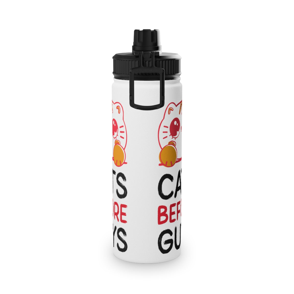 Stainless Steel Water Bottle, Sports Lid ( Cats Before Guys )