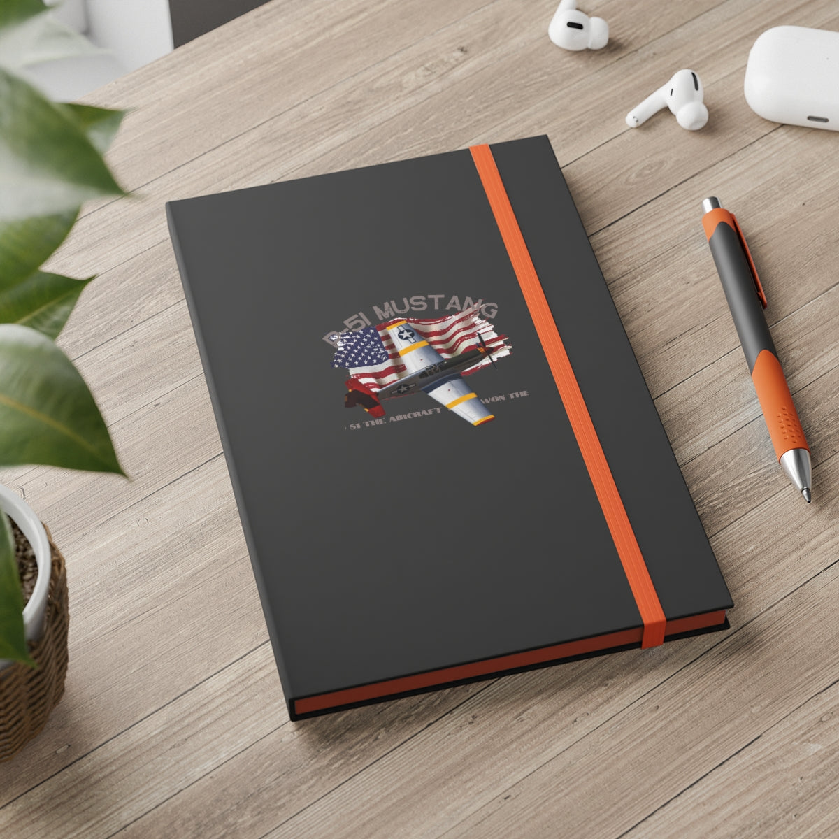 Hardcover Journal Color Contrast Notebook - Ruled (P-51 Mustang) Military Styling
