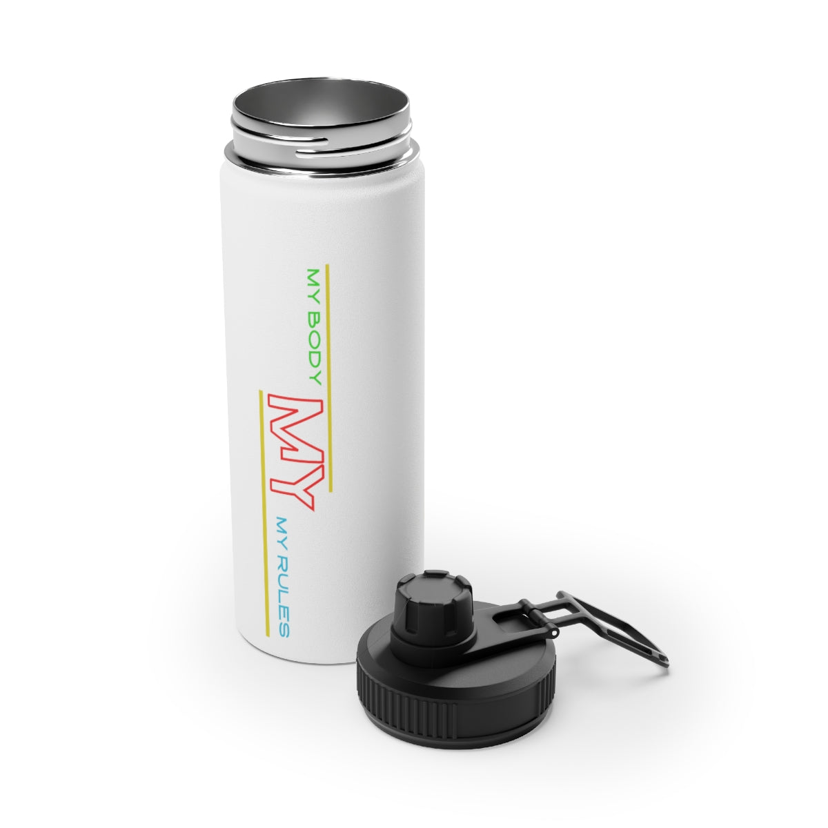 Stainless Steel Water Bottle, Sports Lid ( My Body My Rules ) Activewear