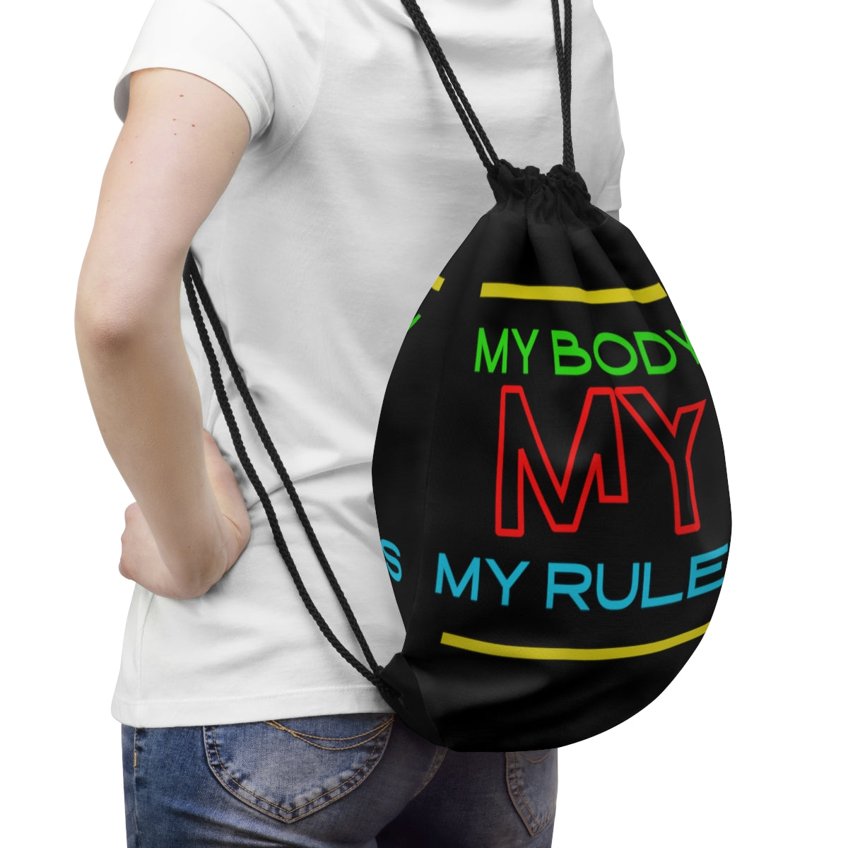 Copy of Drawstring Bag ( Look But Don't Touch White )