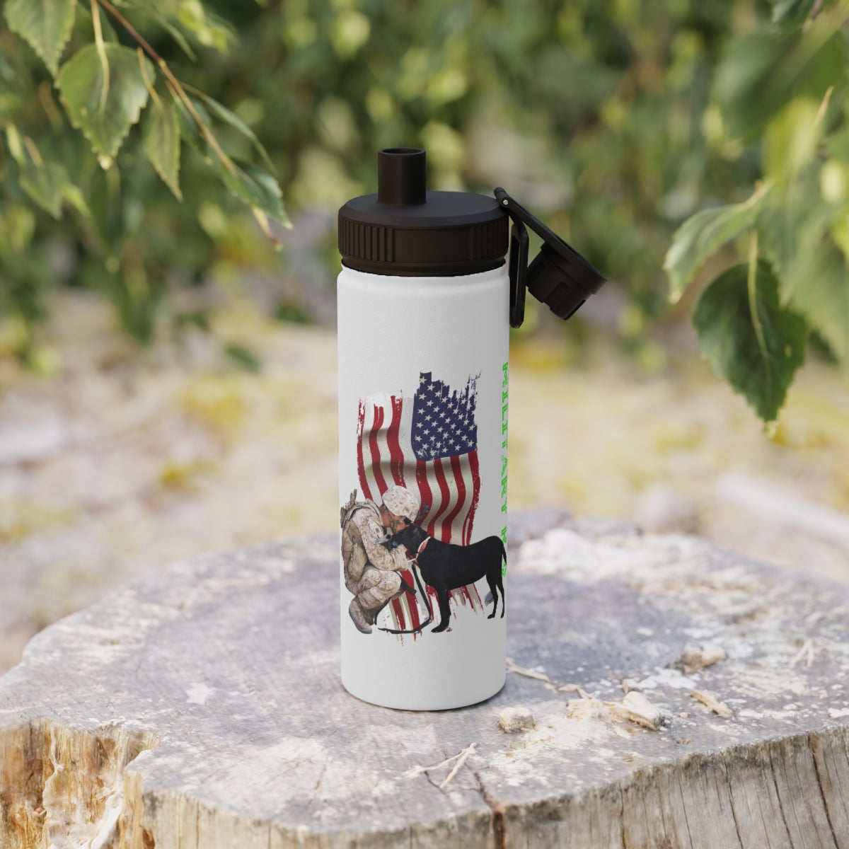 Stainless Steel Water Bottle, Sports Lid ( Military K-9 Corp ) Military Styling