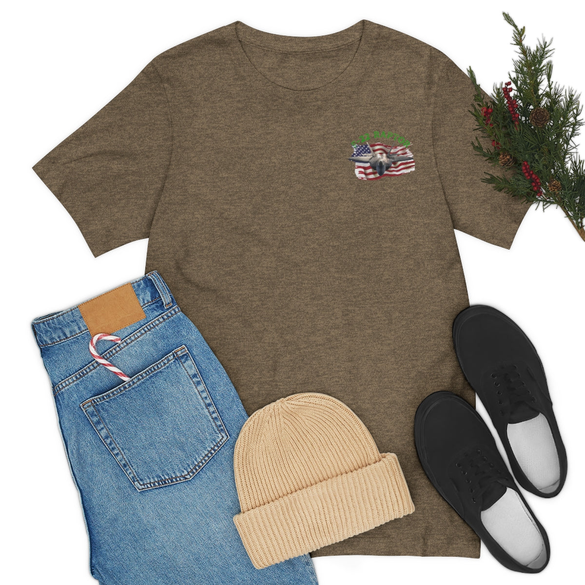 T-shirt Classic Jersey short sleeve ( RAPTOR F-22 stealth fighter ) Military Style