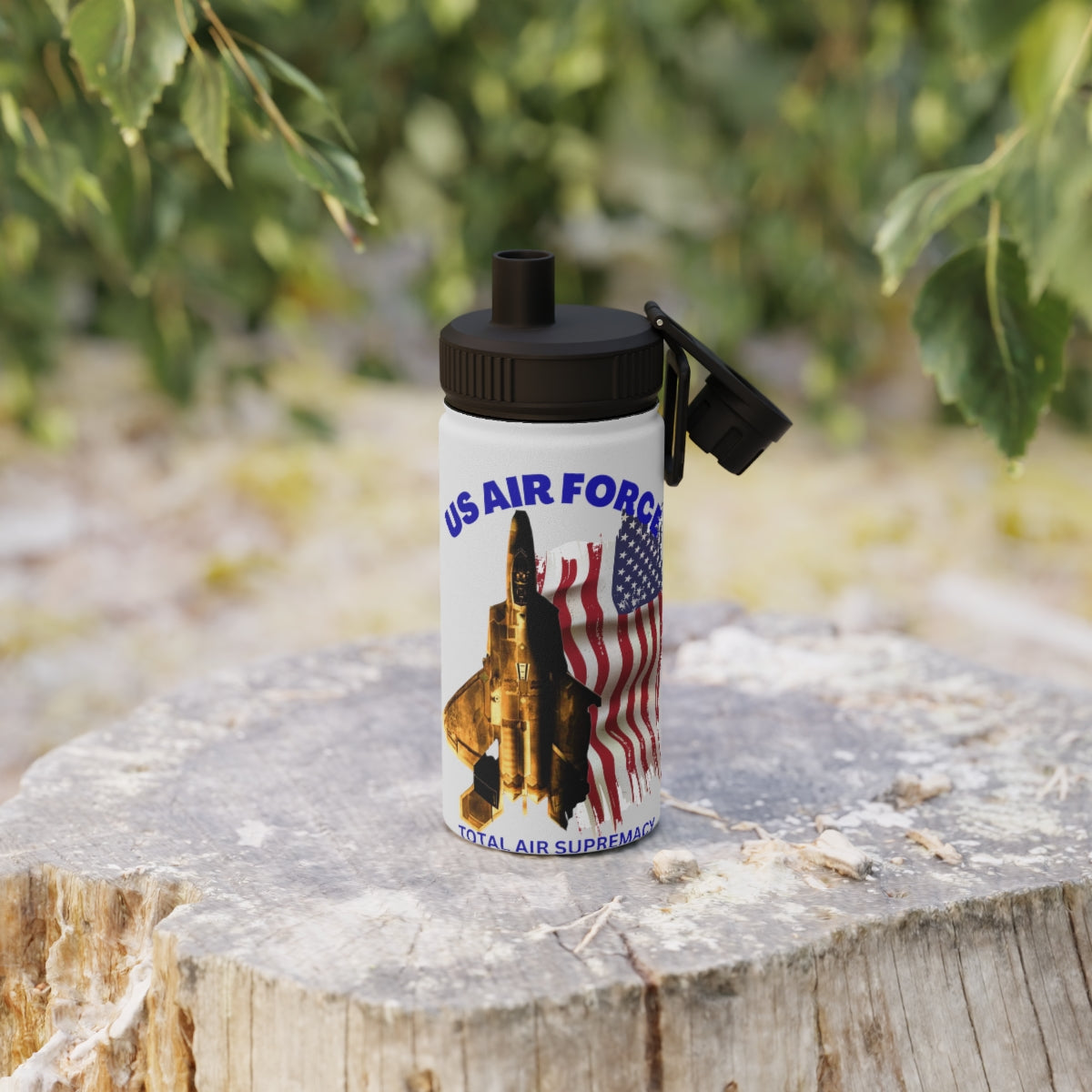 Stainless Steel Water Bottle, Sports Lid ( US Air Force ) Military Styling