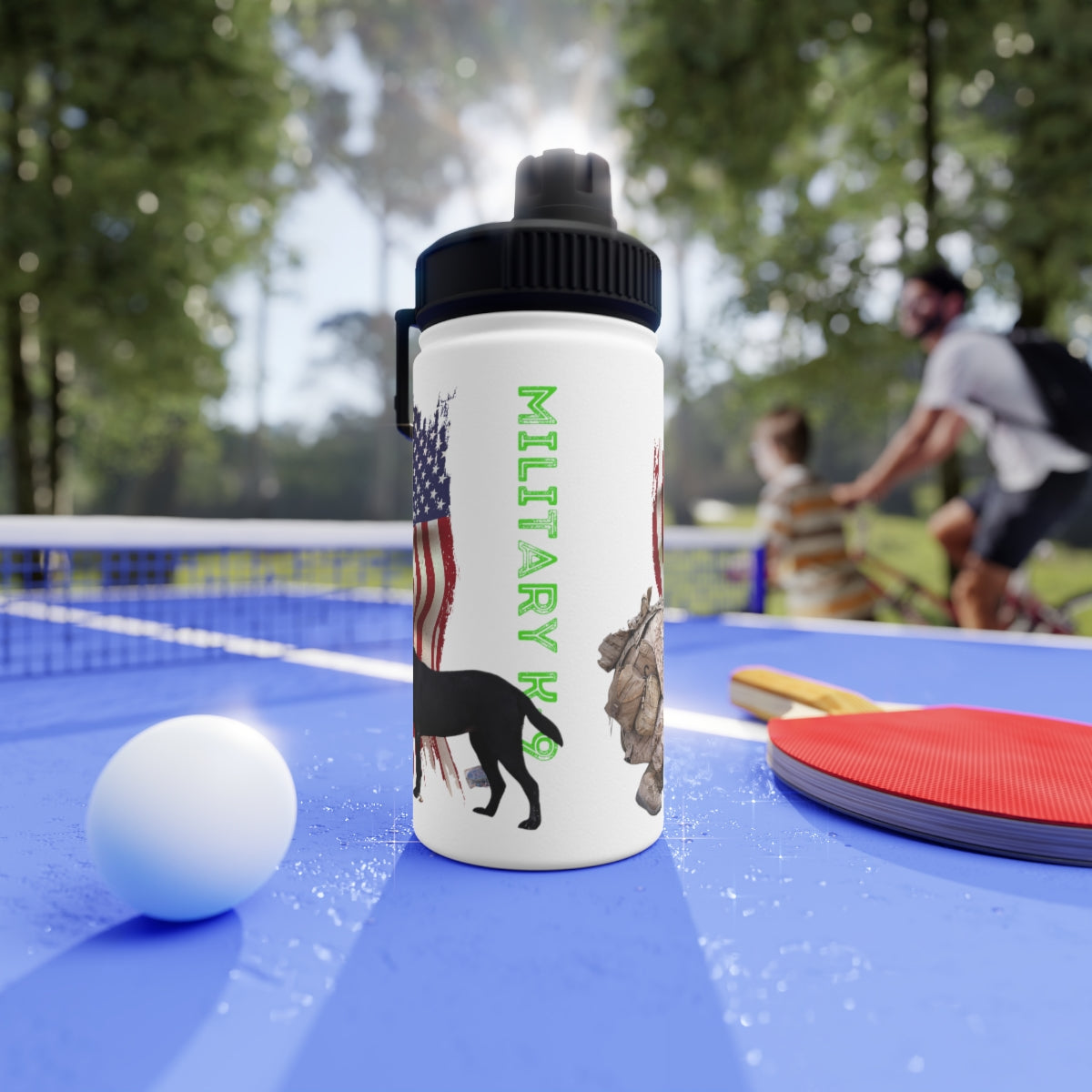Stainless Steel Water Bottle, Sports Lid ( Military K-9 Corp ) Military Styling