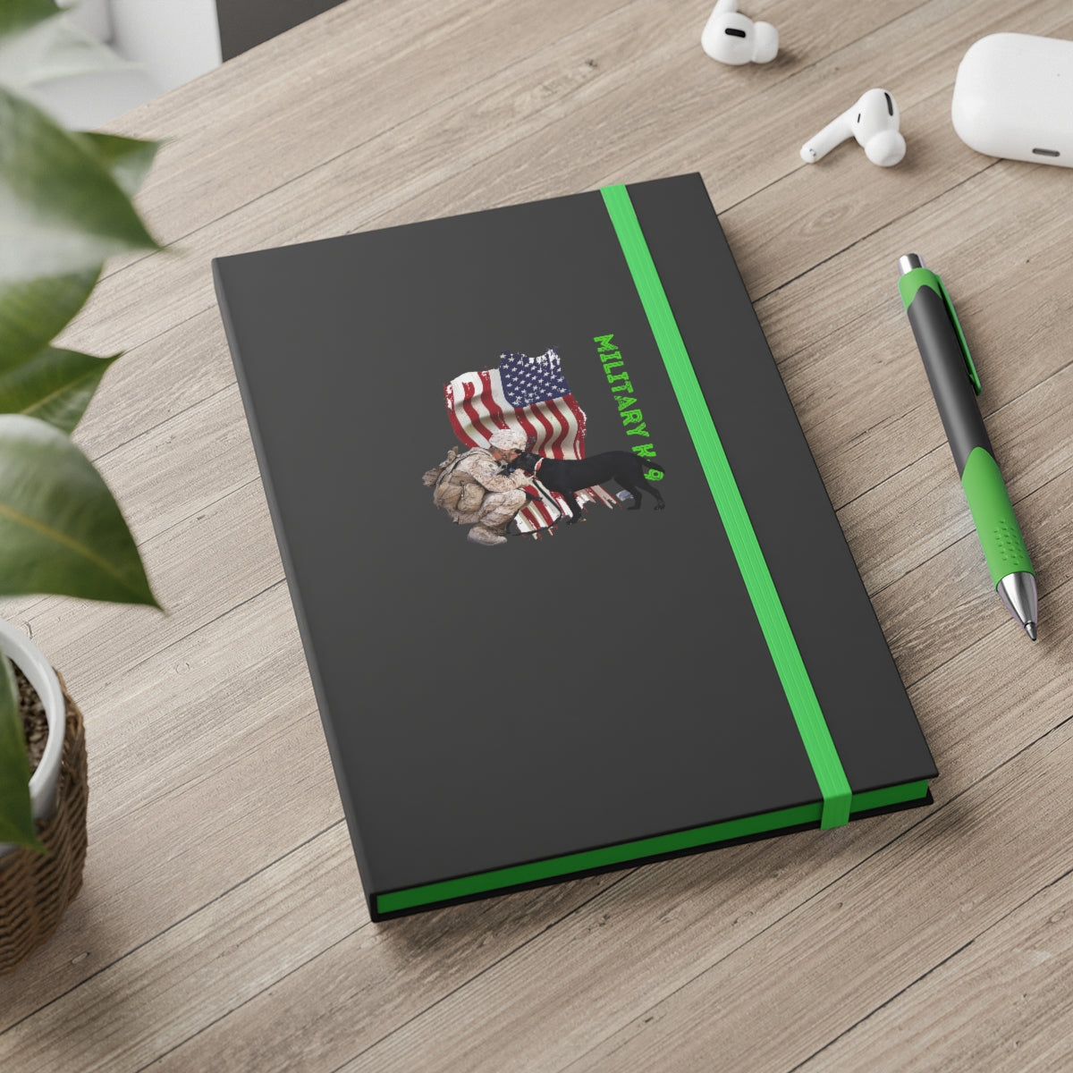 Hardcover Journal Color Contrast Notebook - Ruled ( Military K-9 Corps ) Military Styling