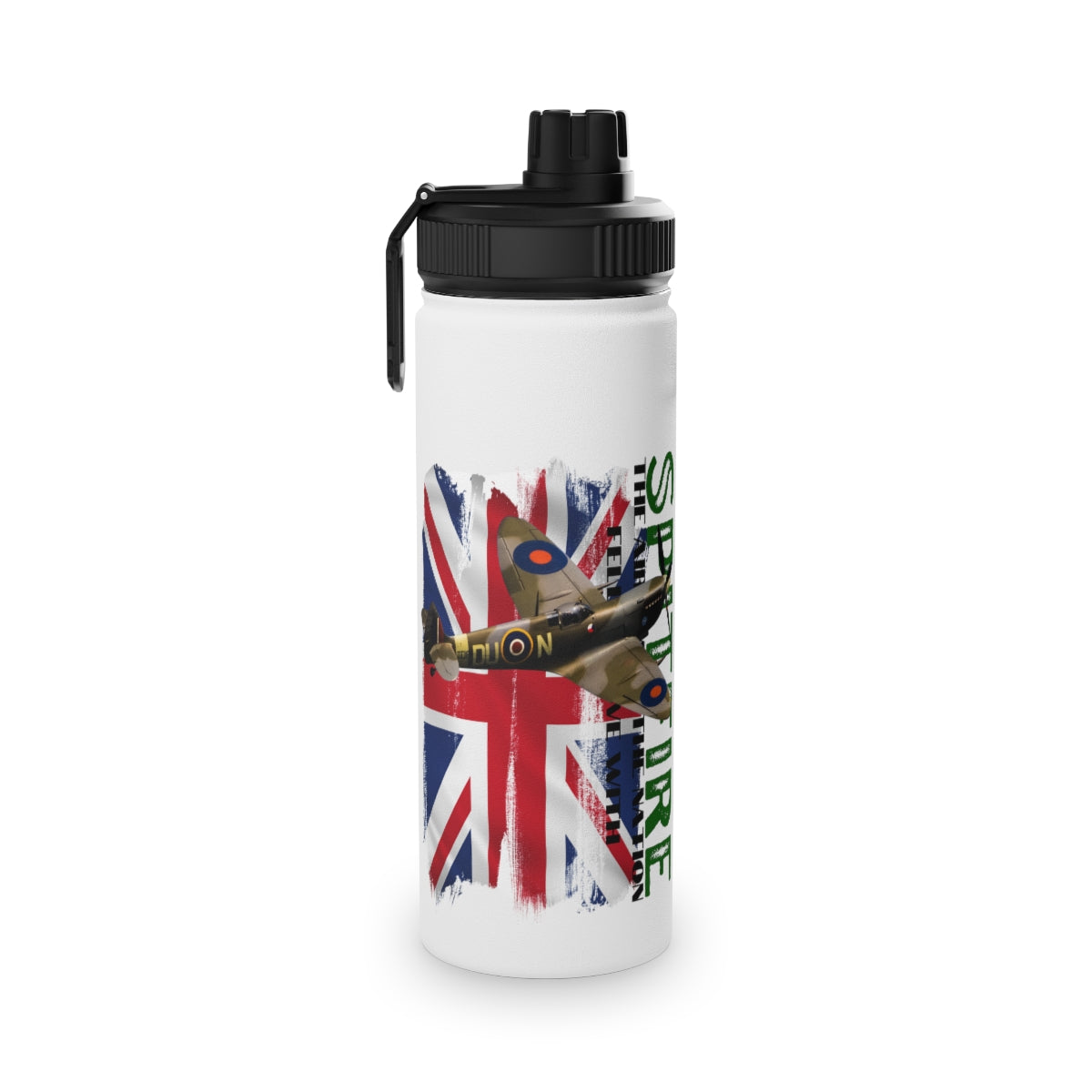 Stainless Steel Water Bottle, Sports Lid ( SPITFIRE ) Military Styling