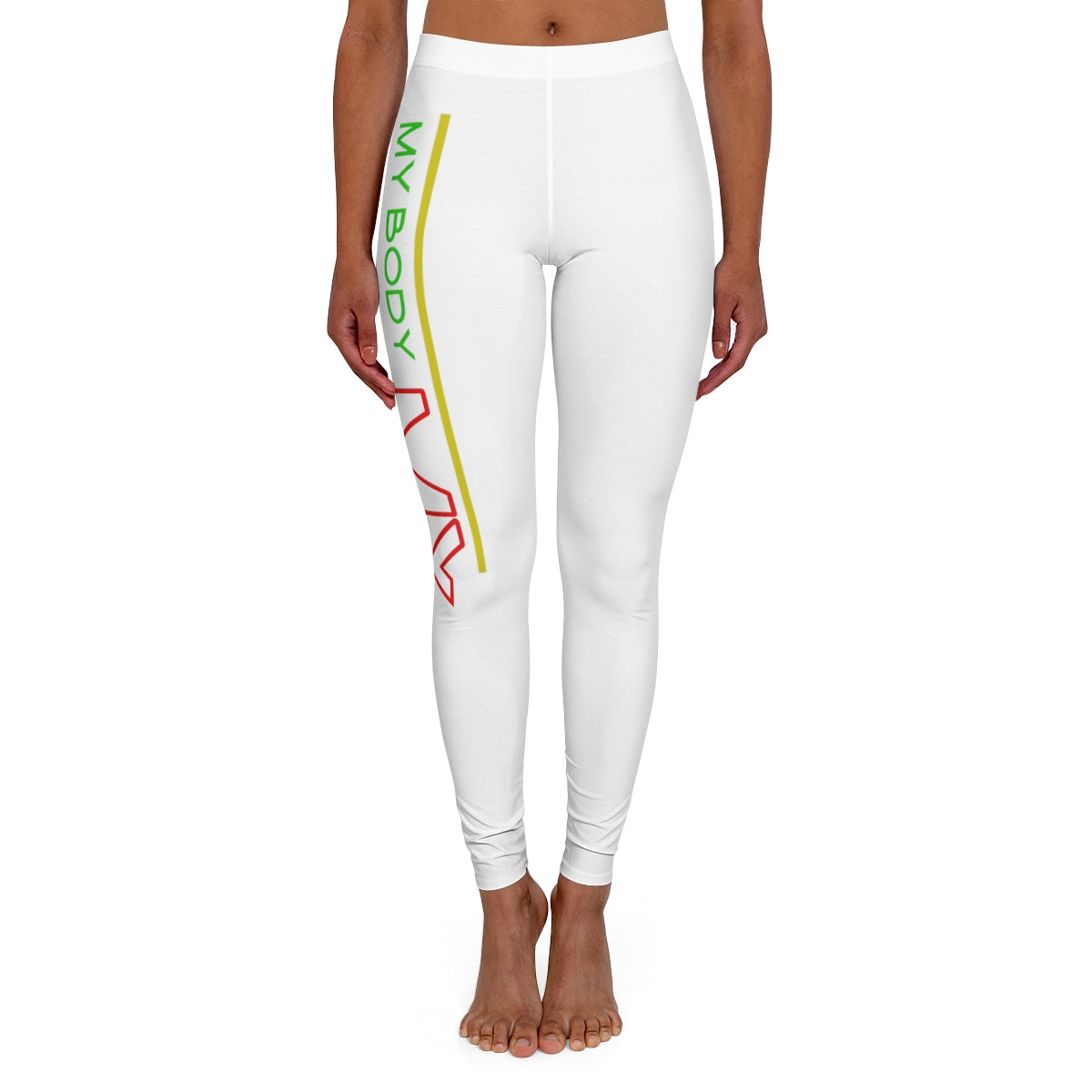 Women's Spandex Leggings ( My body my rules ) WHITE