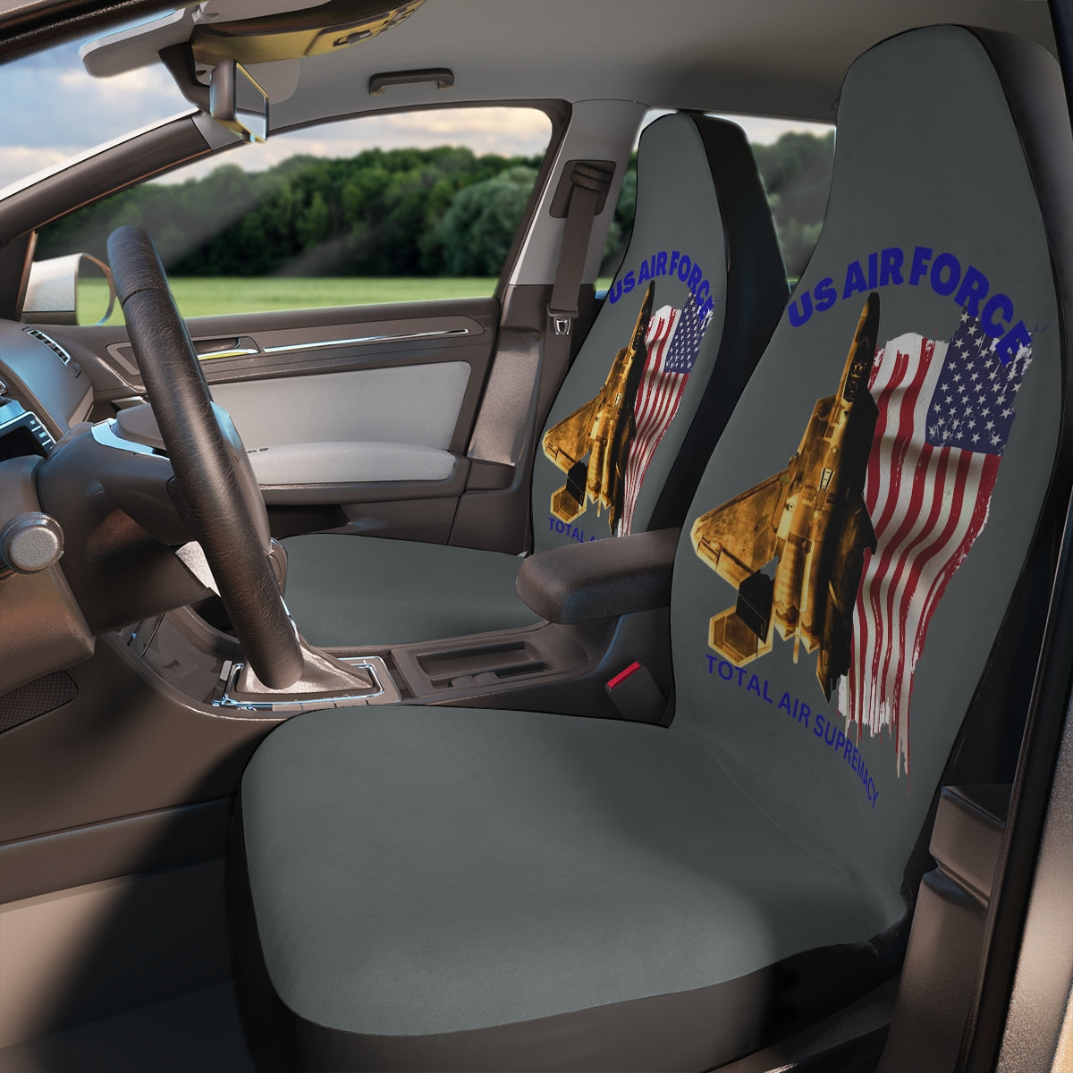 Polyester Car Seat Covers (US Air Force Grey) Military Styling