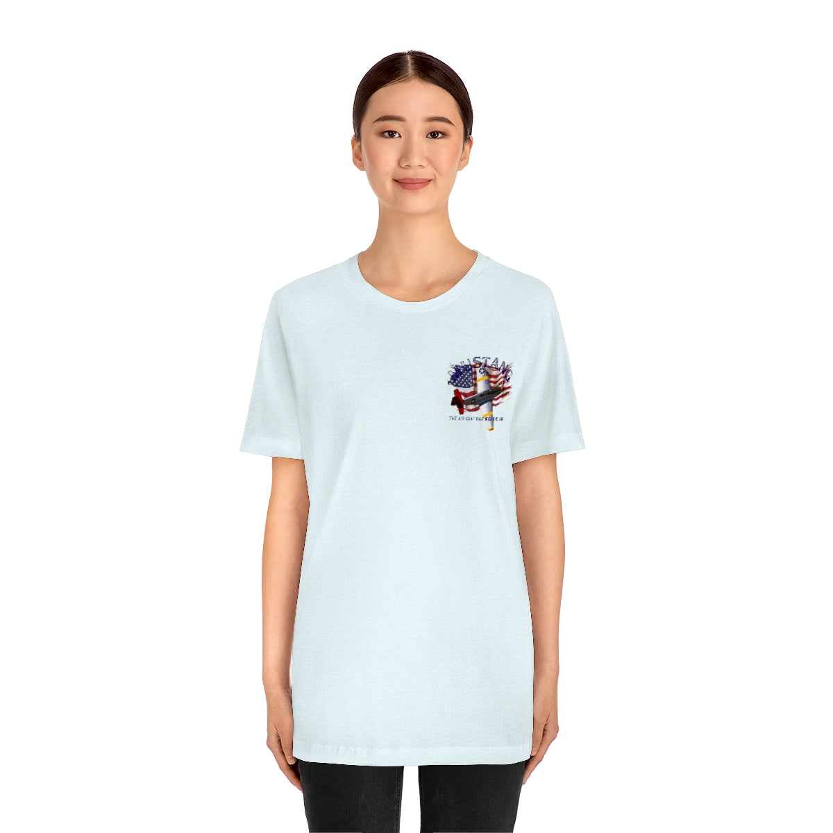 Military T-shirt P-51 Mustang Aircraft , American made, American Flag, Patriotic