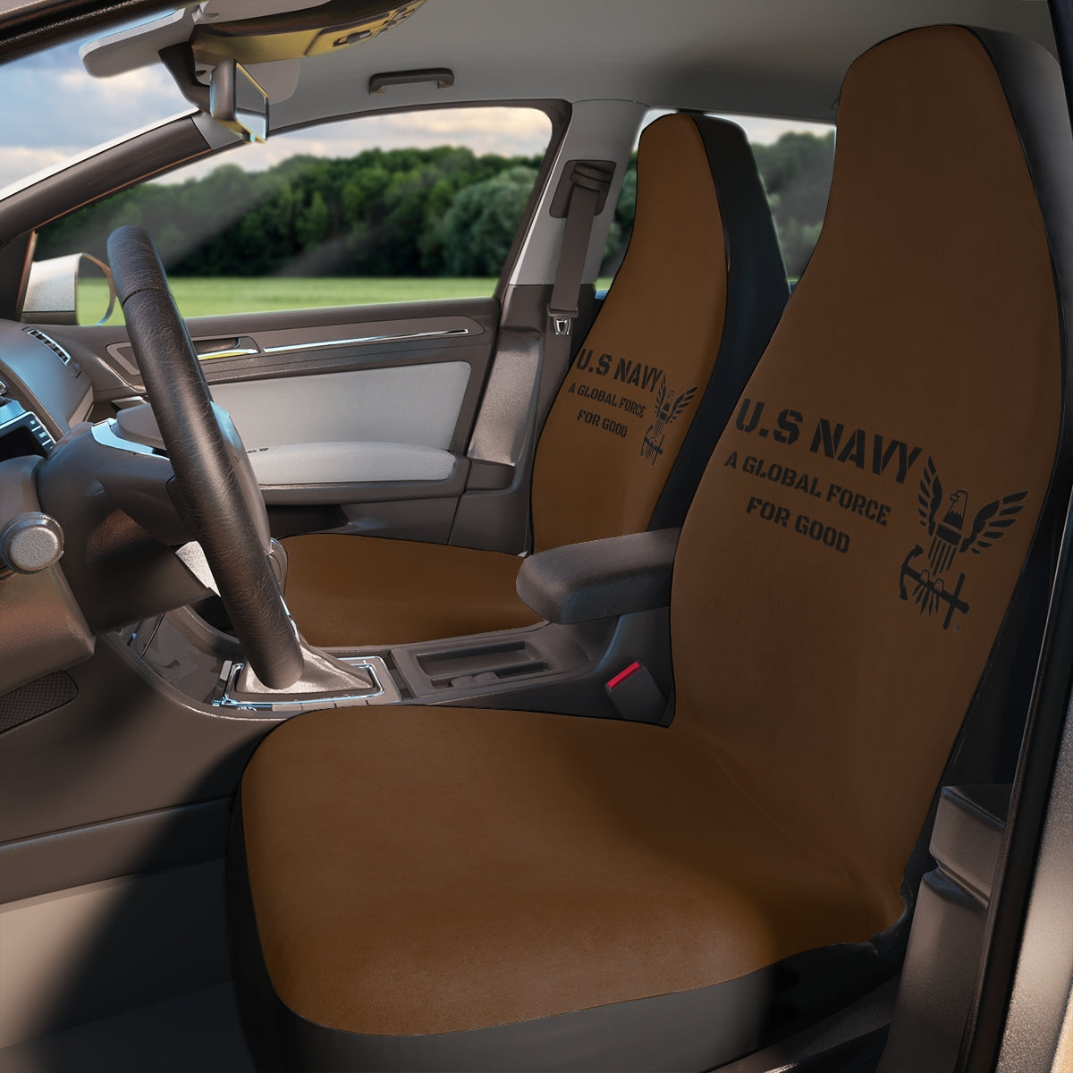 Polyester Car Seat Covers ( US NAVY Brown ) Military Styling