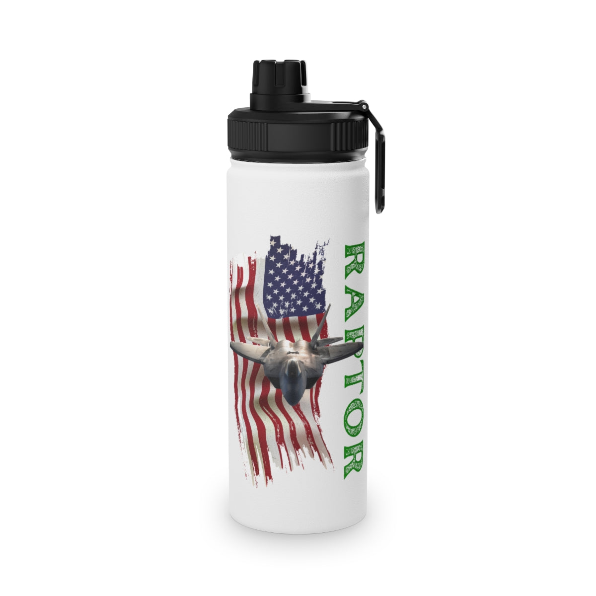Stainless Steel Water Bottle, Sports Lid ( RAPTOR ) Military Styling