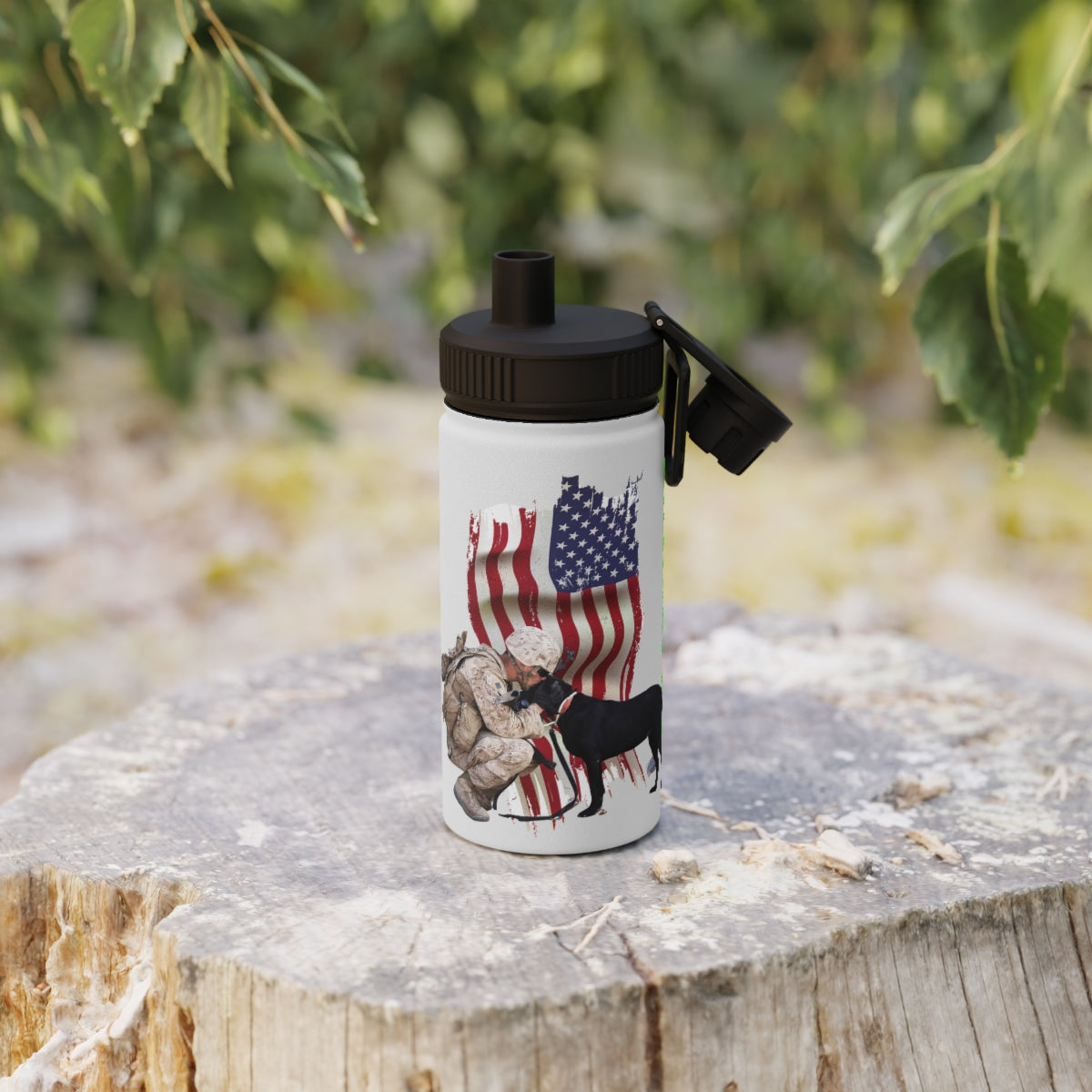Stainless Steel Water Bottle, Sports Lid ( Military K-9 Corp ) Military Styling