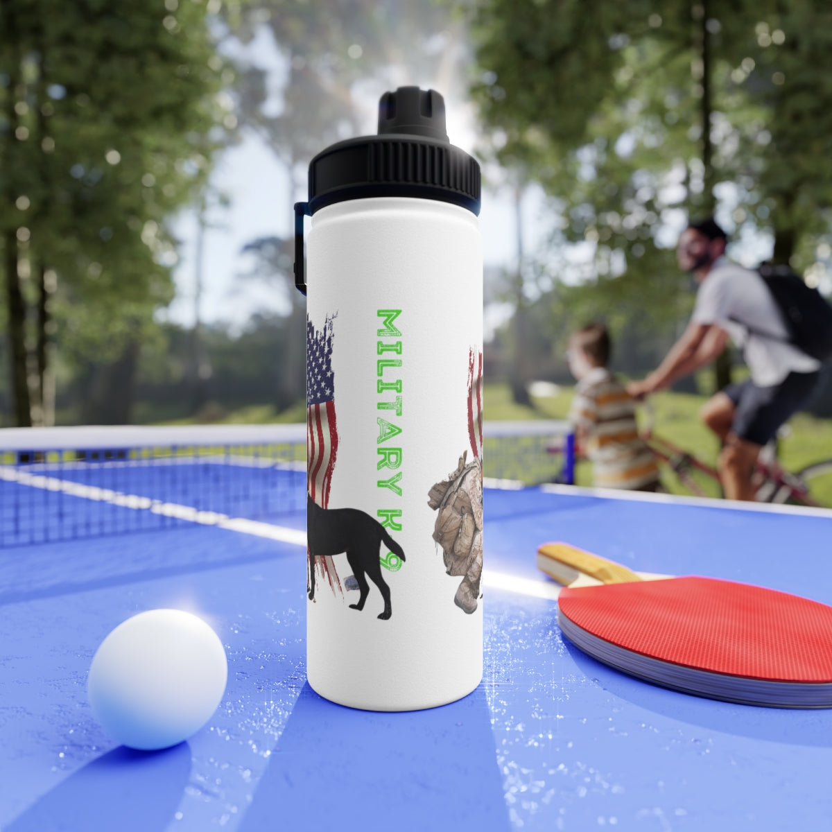 Stainless Steel Water Bottle, Sports Lid ( Military K-9 Corp ) Military Styling