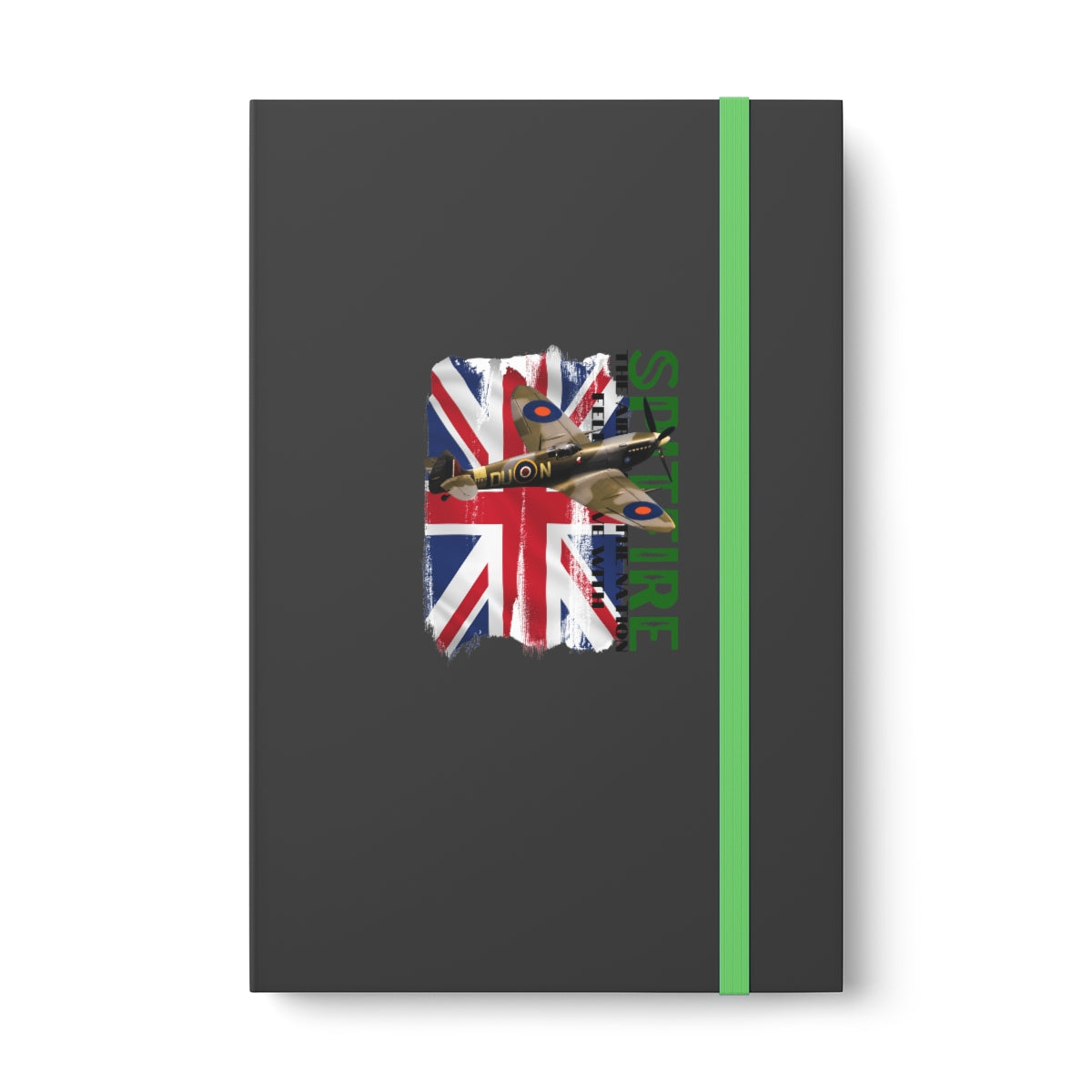Hardcover Journal Color Contrast Notebook - Ruled ( SPITFIRE with Union Jack ) Military Styling