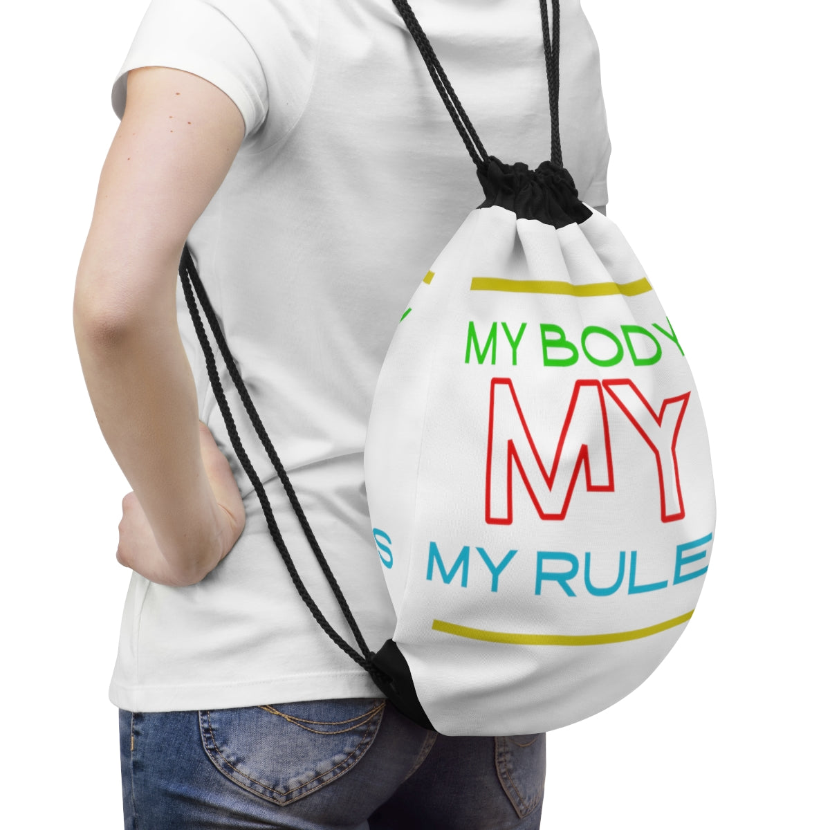 Drawstring Bag ( Look But Don't Touch White )