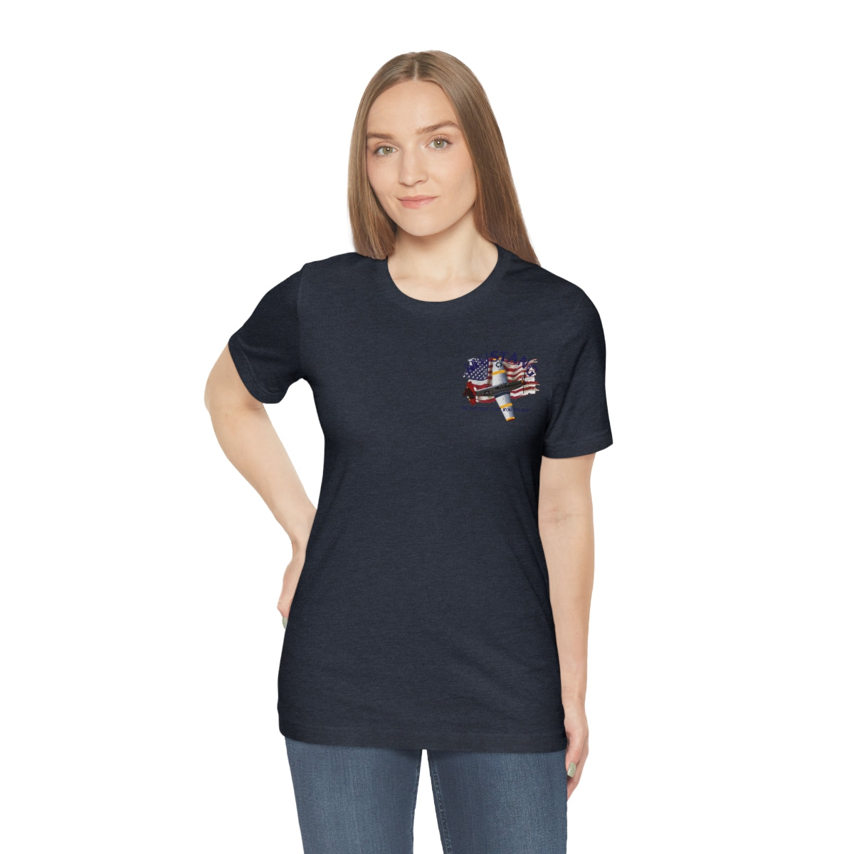 Military T-shirt P-51 Mustang Aircraft , American made, American Flag, Patriotic