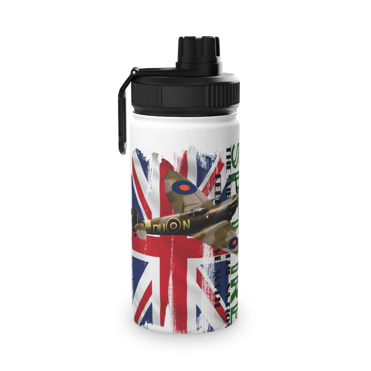Stainless Steel Water Bottle, Sports Lid ( SPITFIRE ) Military Styling