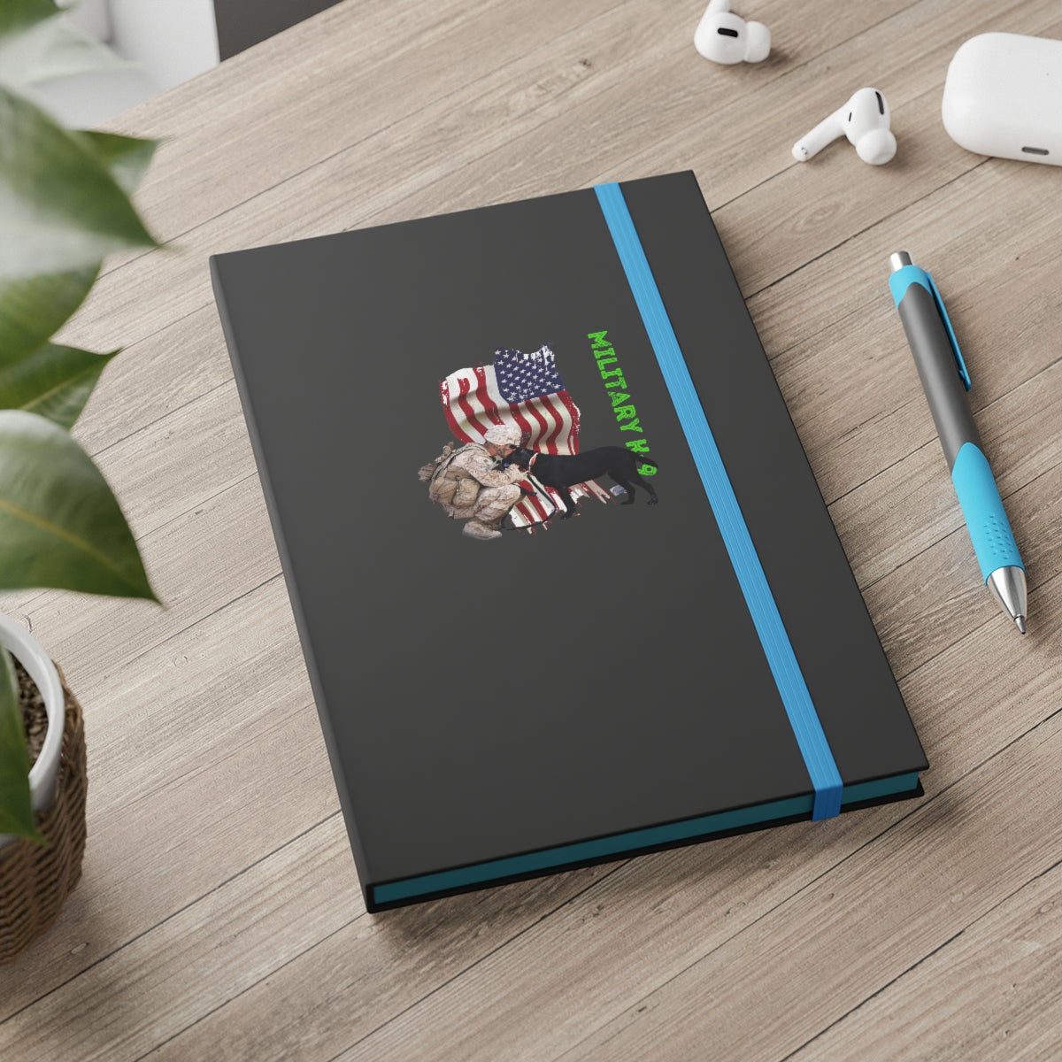 Hardcover Journal Color Contrast Notebook - Ruled ( Military K-9 Corps ) Military Styling