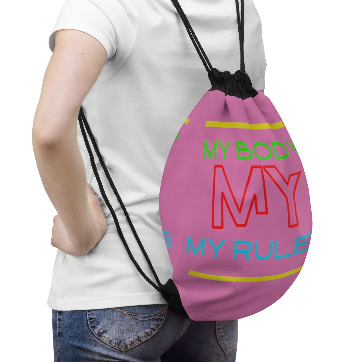 Drawstring Bag ( Look But Don't Touch Pink )