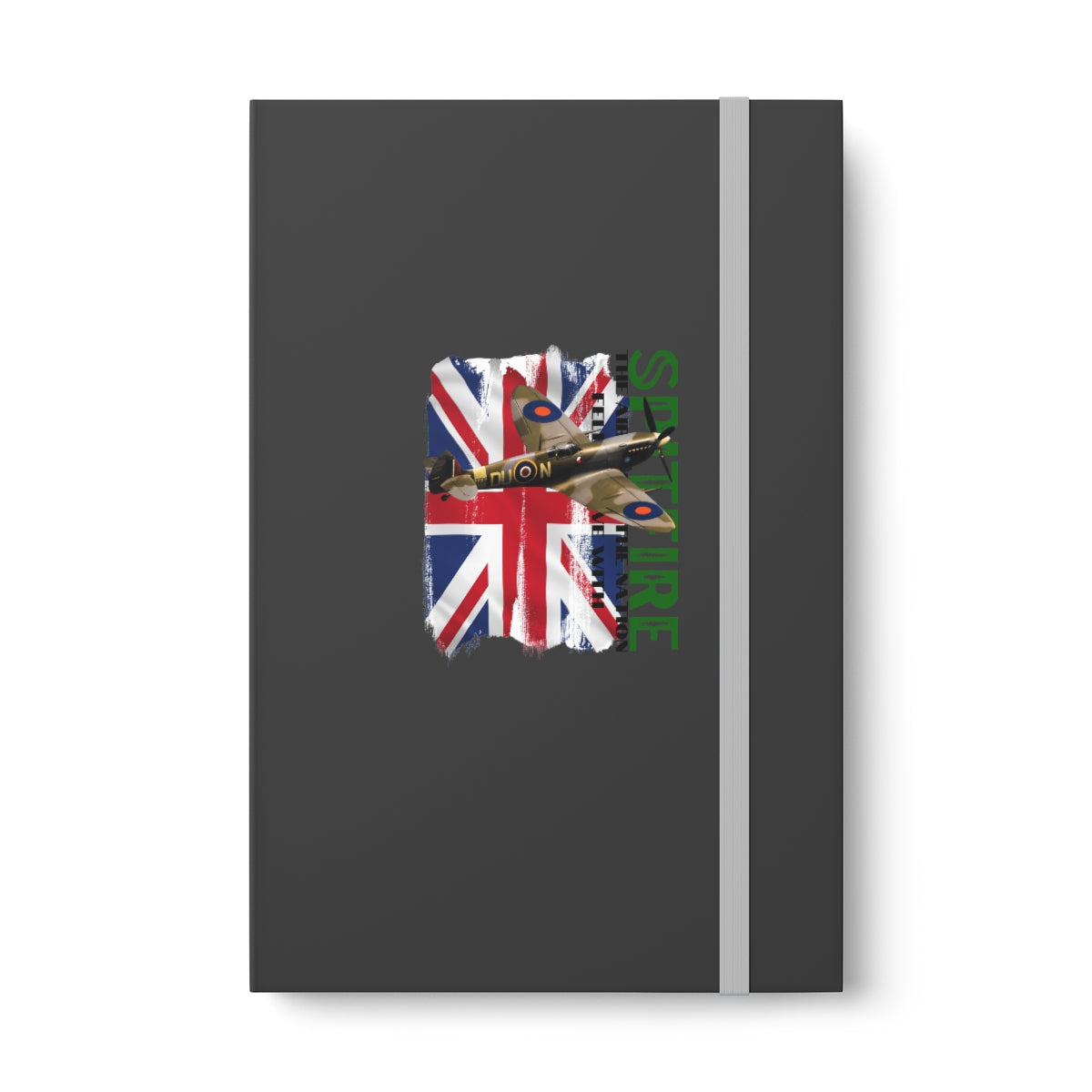 Hardcover Journal Color Contrast Notebook - Ruled ( SPITFIRE with Union Jack ) Military Styling