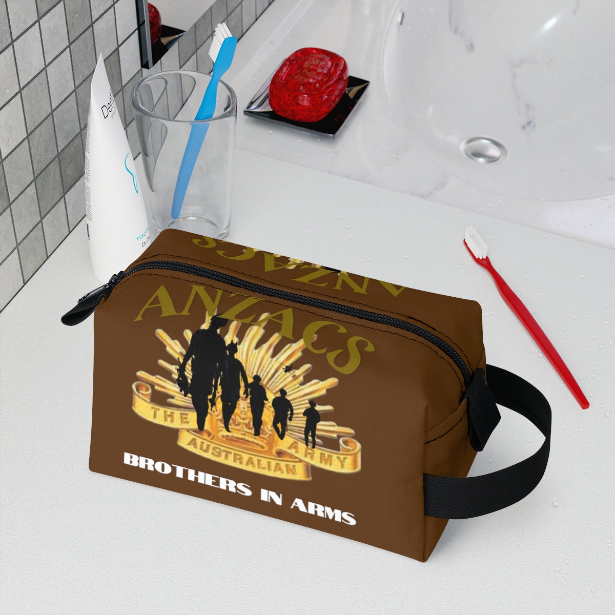Toiletry Bag (ANZACS Brown ) Military Styling