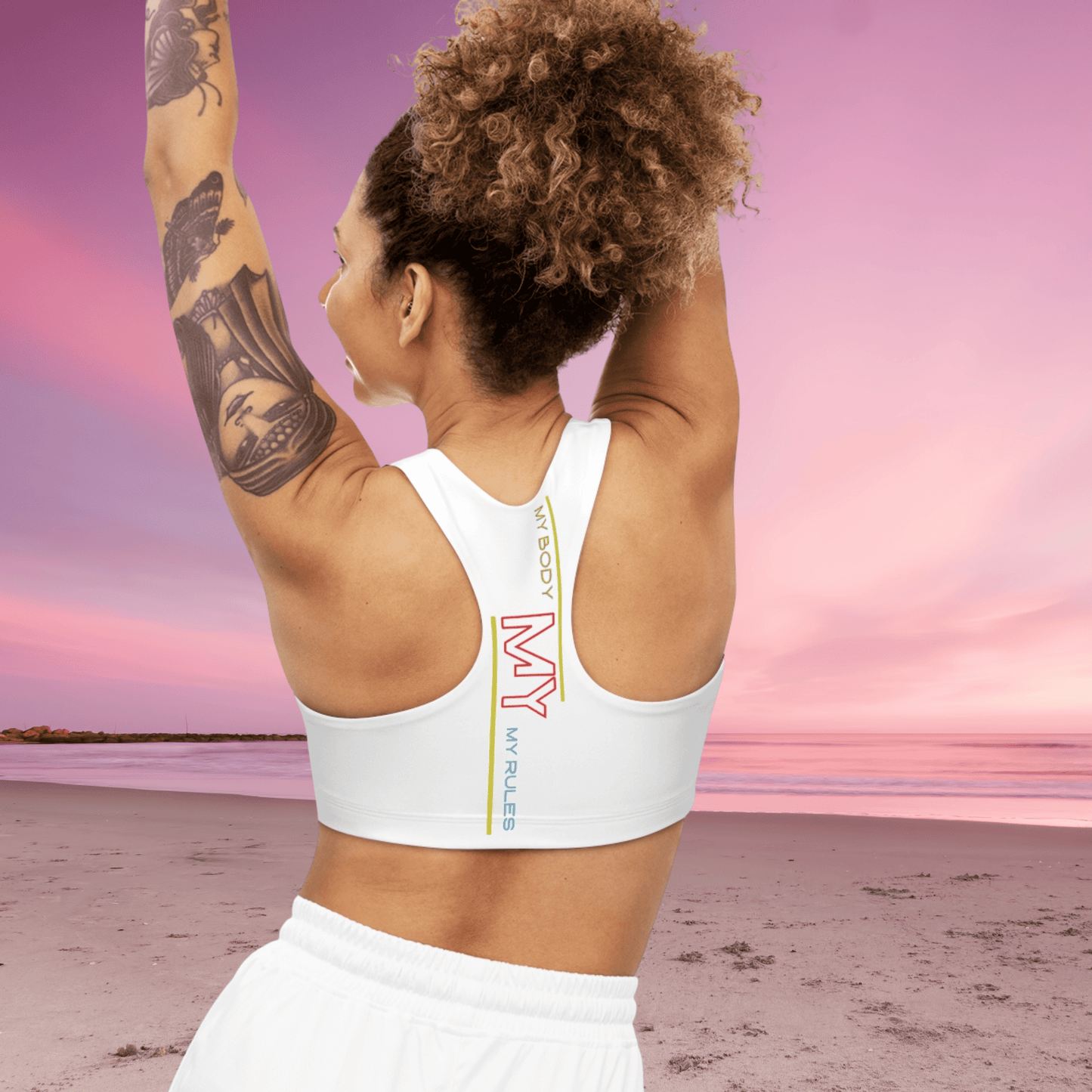 Sports Bra ( My body My rules ) White