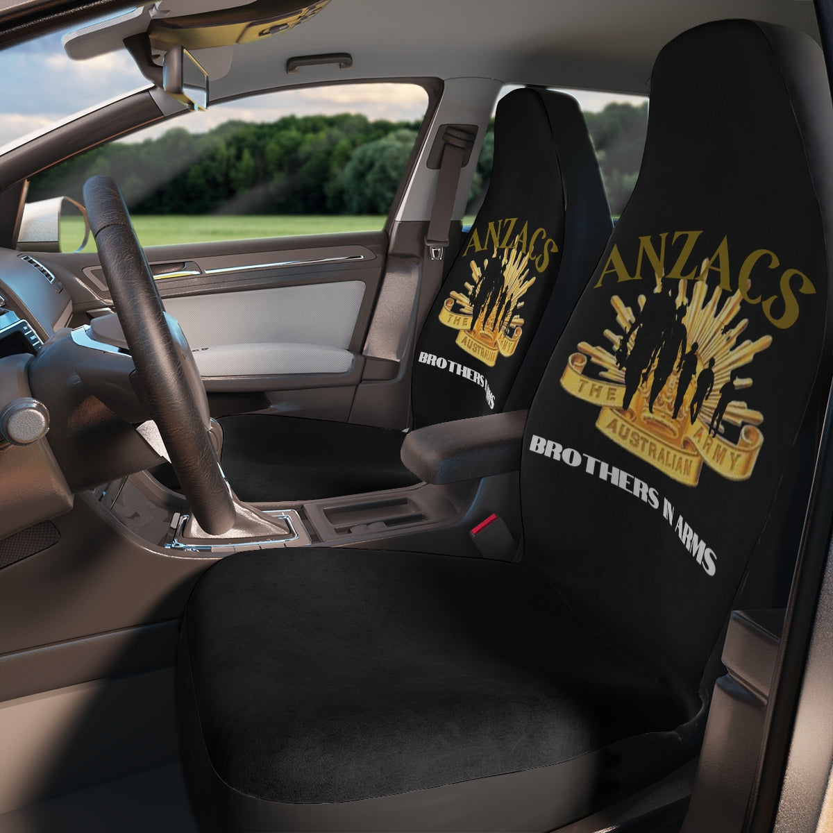 Polyester Car Seat Covers (ANZACS Black ) Military Styling