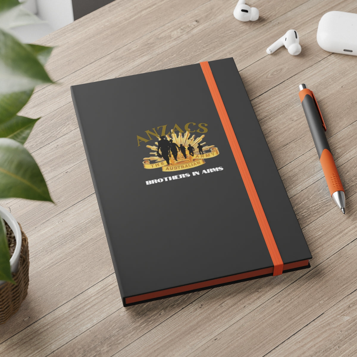 Hardcover Journal Color Contrast Notebook - Ruled ( ANZACS ) Military Styling