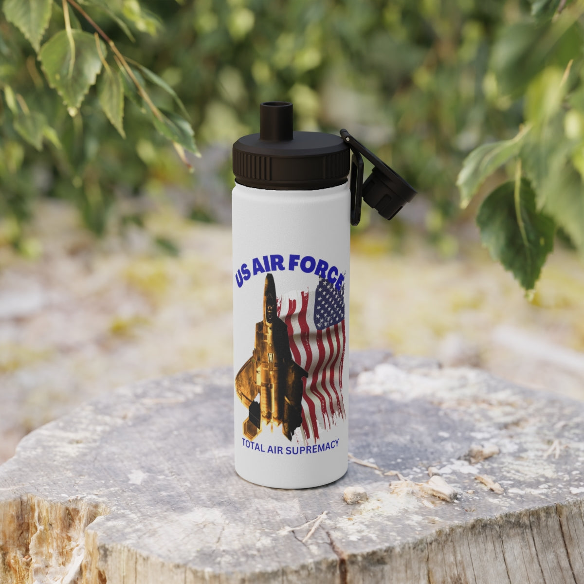 Stainless Steel Water Bottle, Sports Lid ( US Air Force ) Military Styling