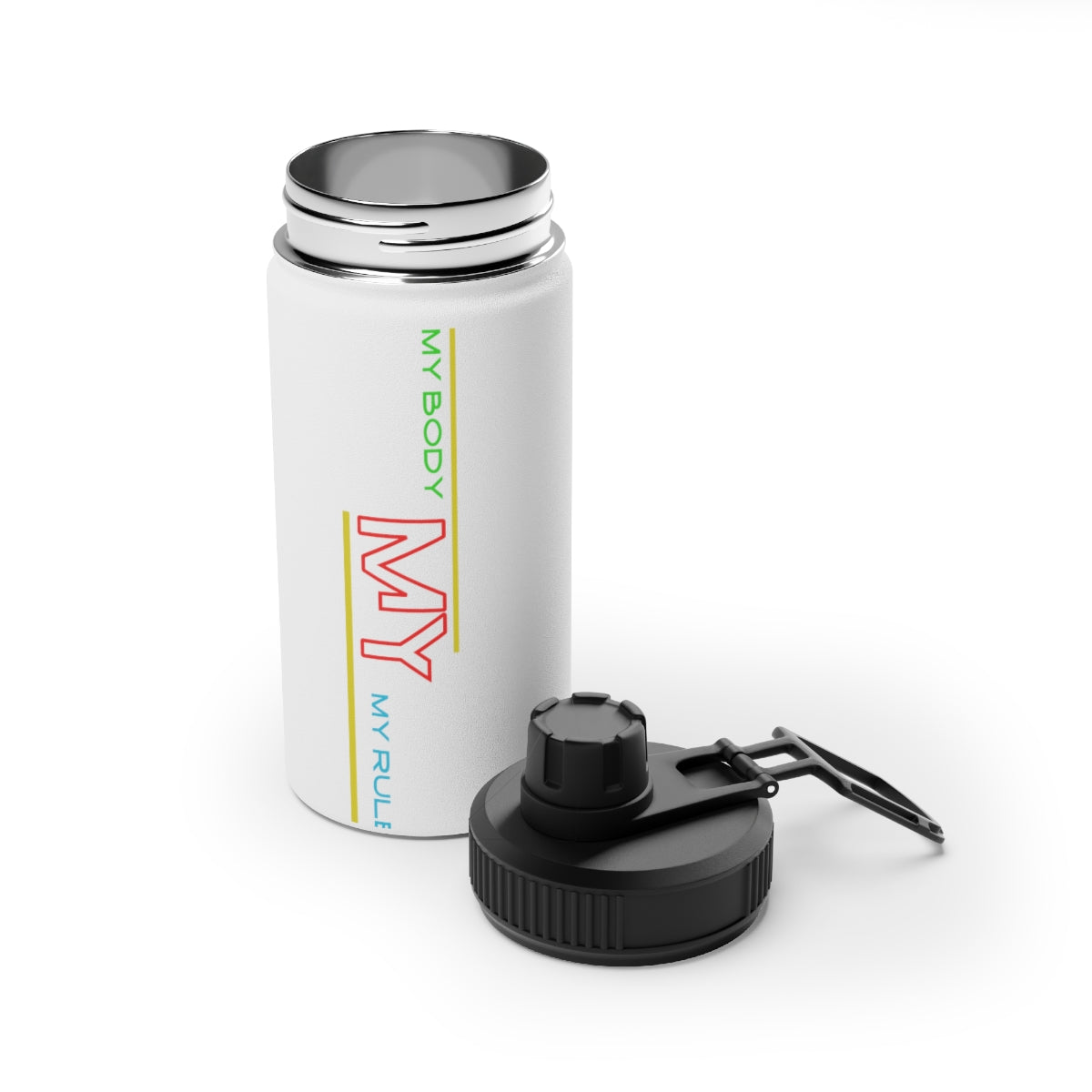Stainless Steel Water Bottle, Sports Lid ( My Body My Rules ) Activewear