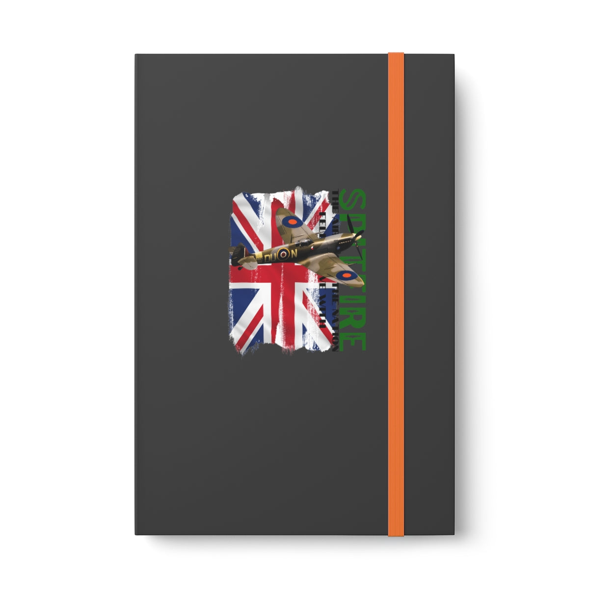 Hardcover Journal Color Contrast Notebook - Ruled ( SPITFIRE with Union Jack ) Military Styling