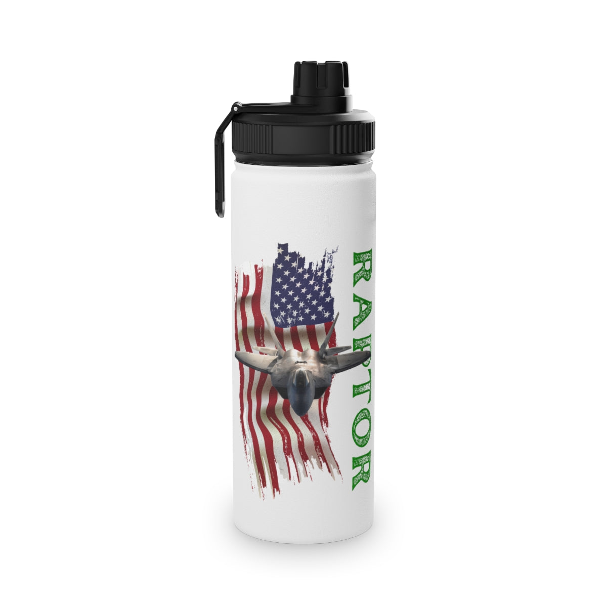 Stainless Steel Water Bottle, Sports Lid ( RAPTOR ) Military Styling