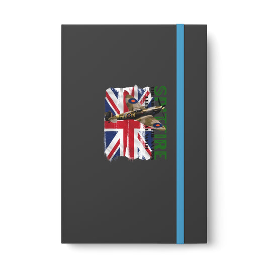 Hardcover Journal Color Contrast Notebook - Ruled ( SPITFIRE with Union Jack ) Military Styling
