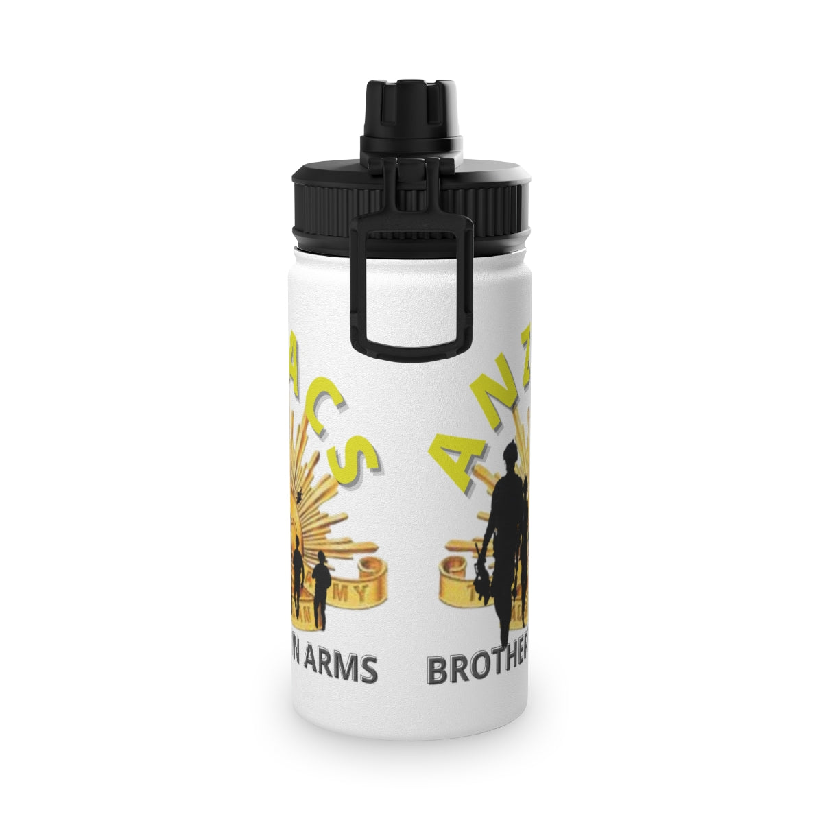 Stainless Steel Water Bottle, Sports Lid ( ANZACS ) Military Styling