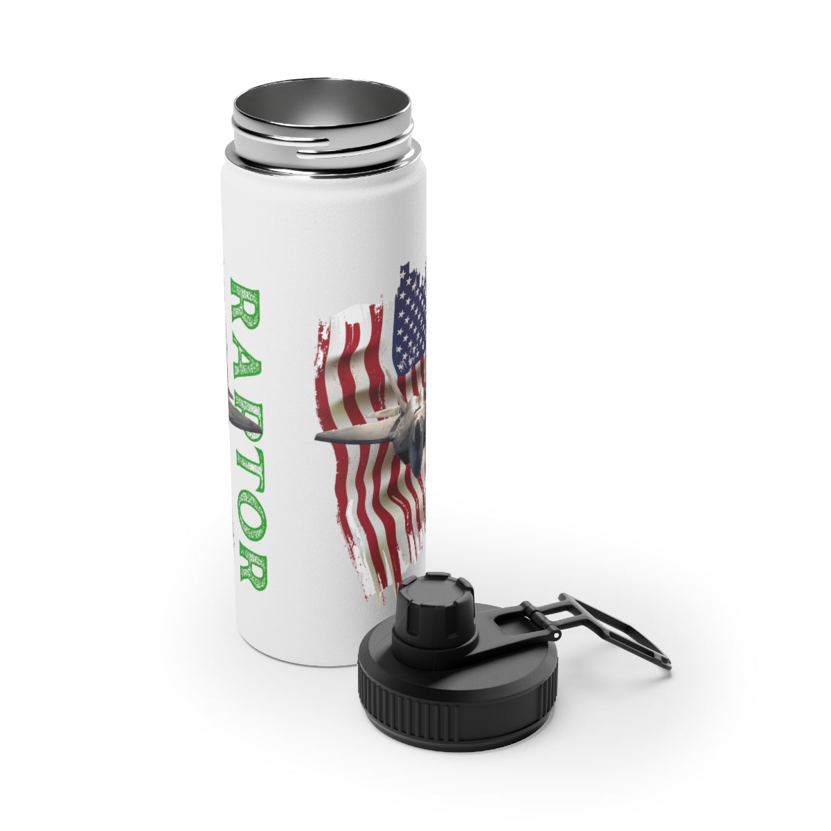 Stainless Steel Water Bottle, Sports Lid ( RAPTOR ) Military Styling