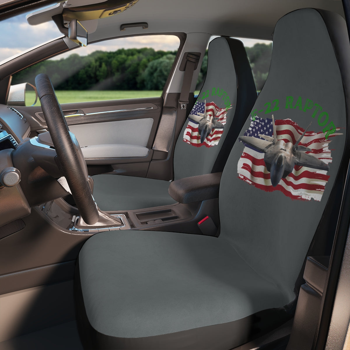 Polyester Car Seat Covers (F-22 Raptor Grey) Military Styling