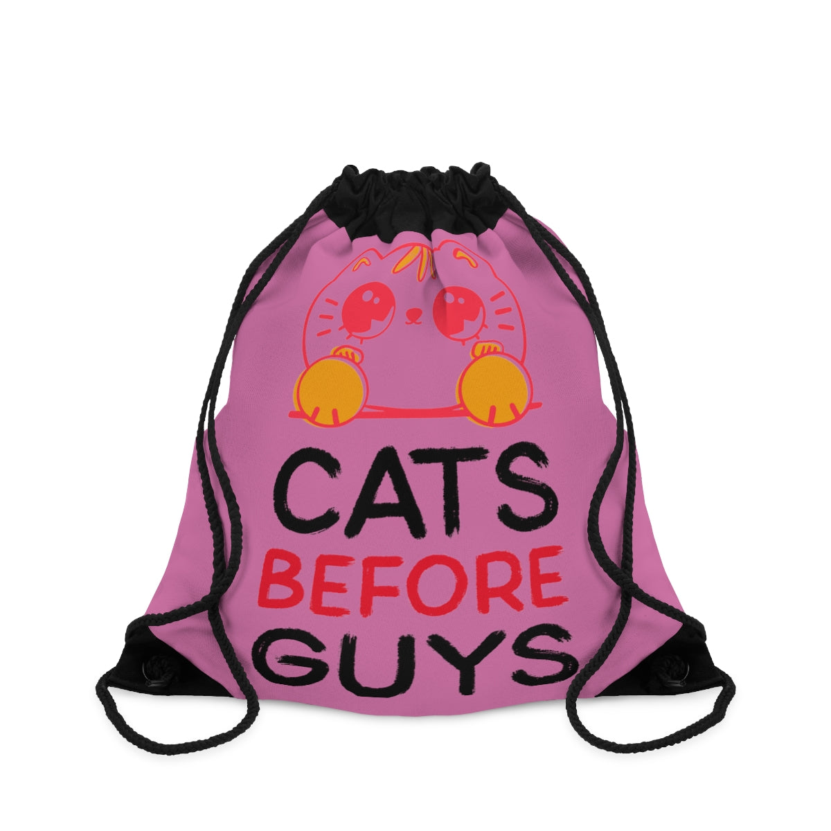 Drawstring Bag ( Cats Before Guys Pink )