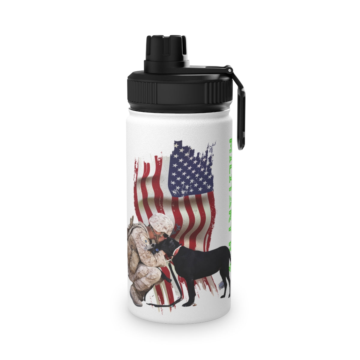 Stainless Steel Water Bottle, Sports Lid ( Military K-9 Corp ) Military Styling