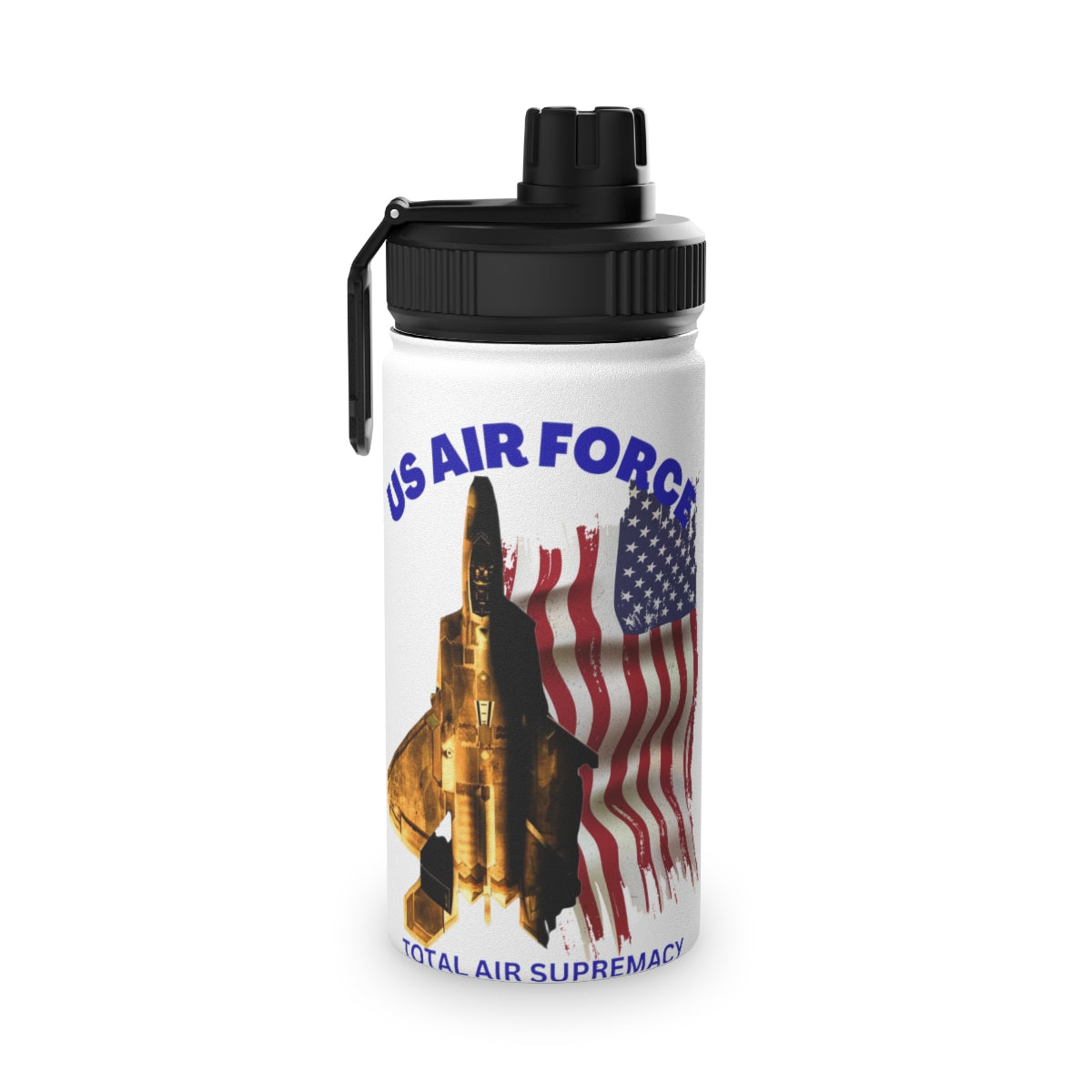 Stainless Steel Water Bottle, Sports Lid ( US Air Force ) Military Styling