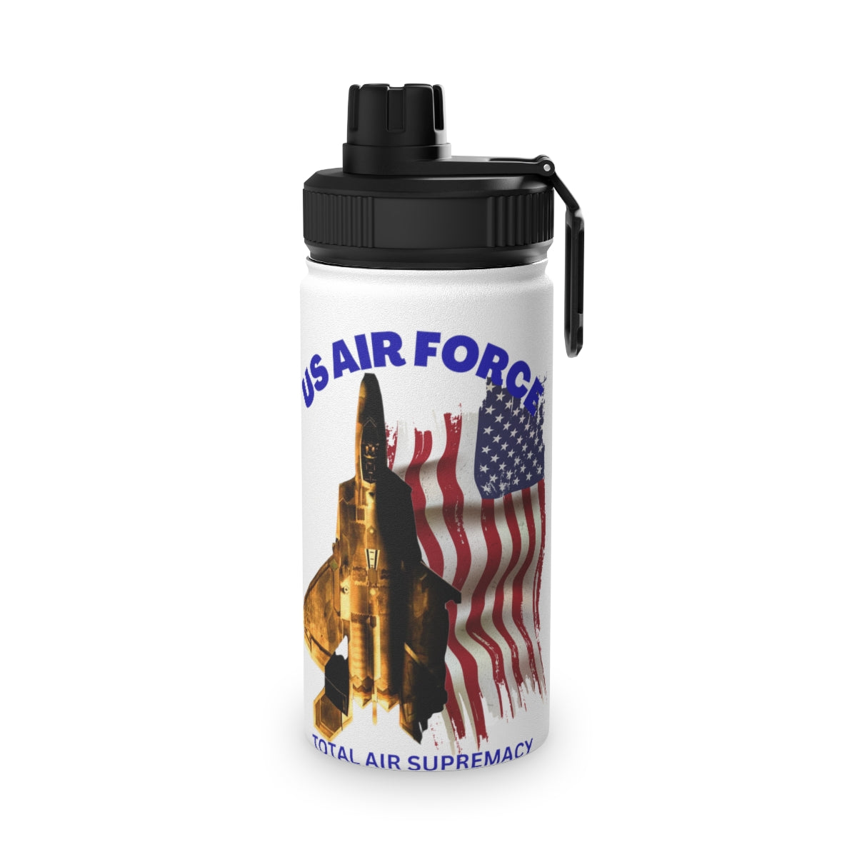 Stainless Steel Water Bottle, Sports Lid ( US Air Force ) Military Styling
