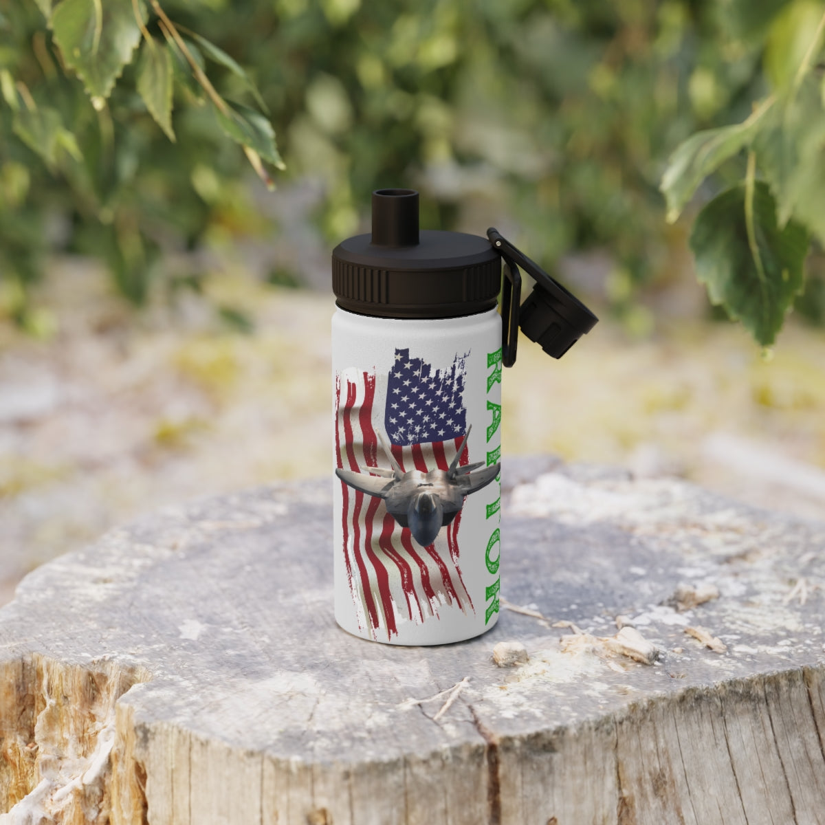 Stainless Steel Water Bottle, Sports Lid ( RAPTOR ) Military Styling