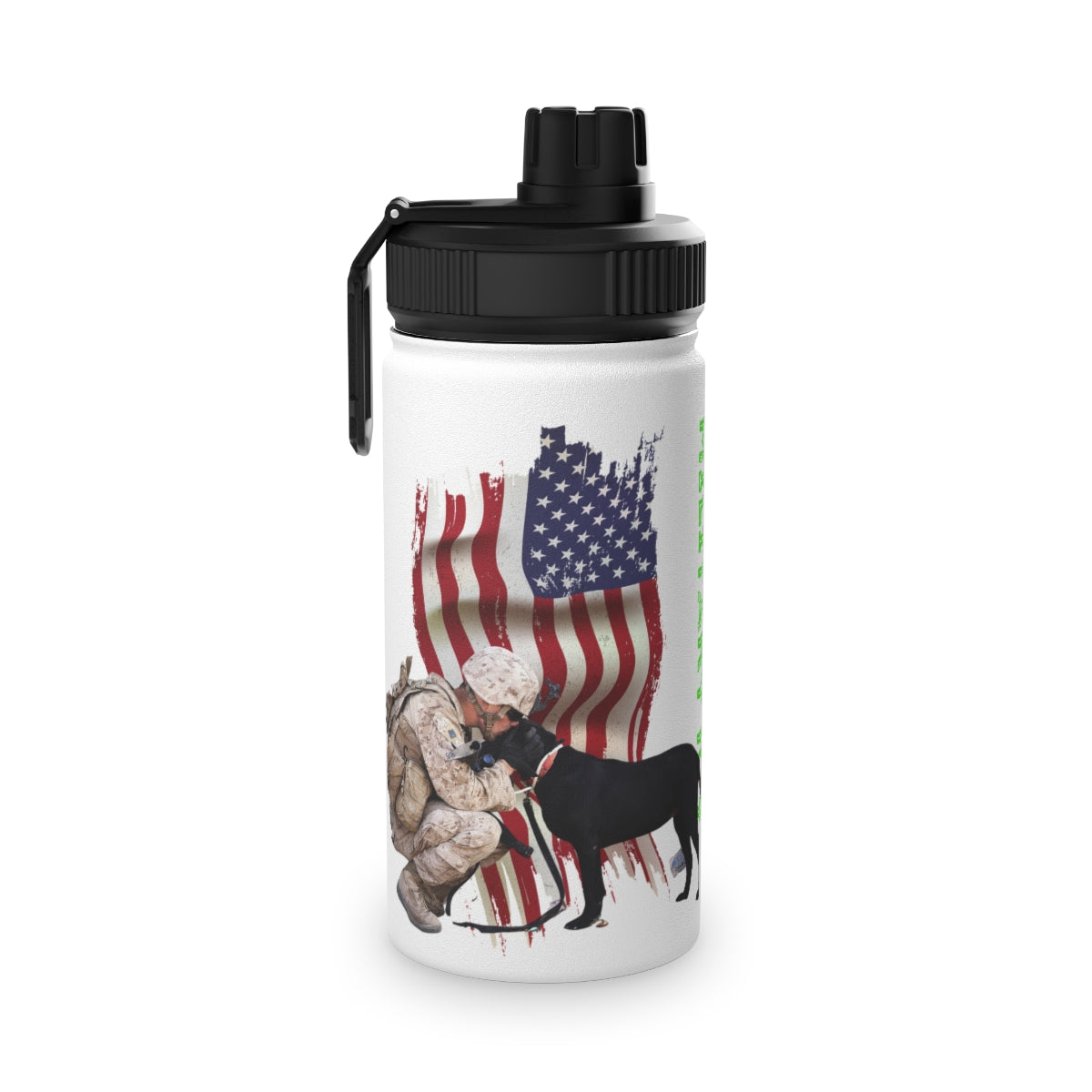 Stainless Steel Water Bottle, Sports Lid ( Military K-9 Corp ) Military Styling