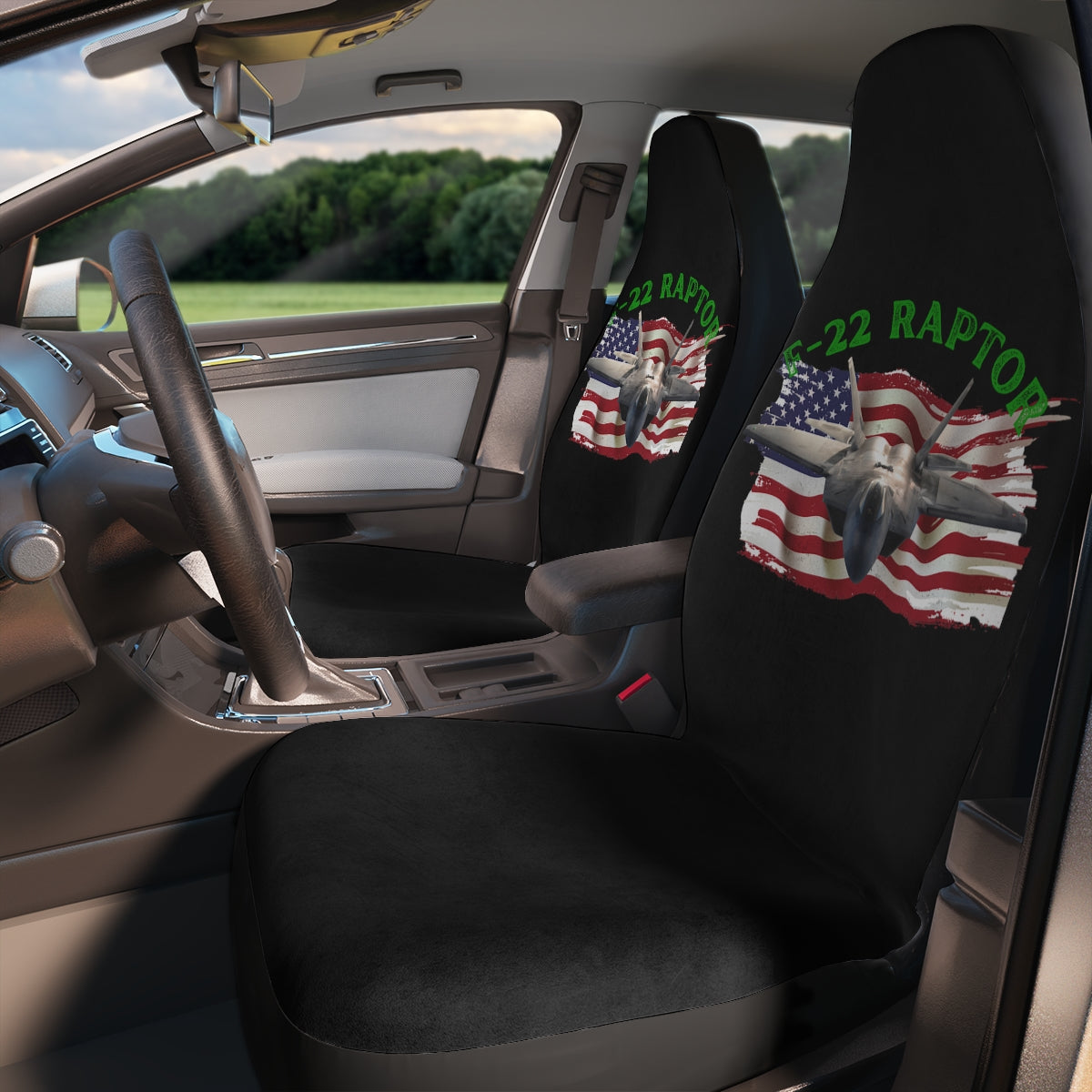 Polyester Car Seat Covers (F-22 Raptor Black) Military Styling