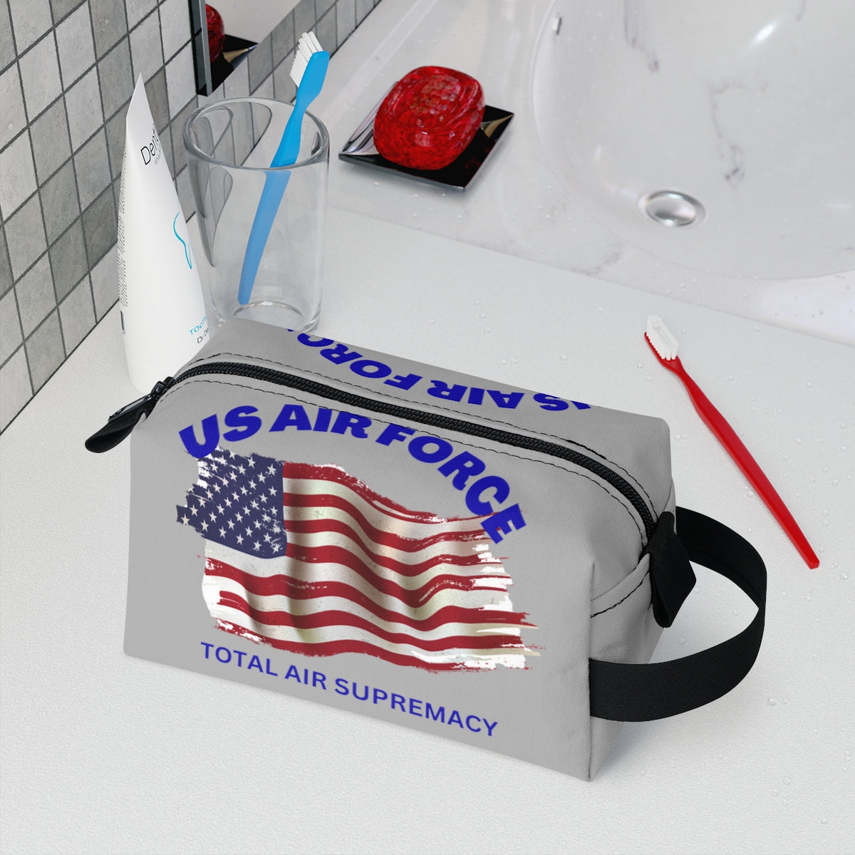 Toiletry Bag (US AIR FORCE Light Grey ) Military Styling
