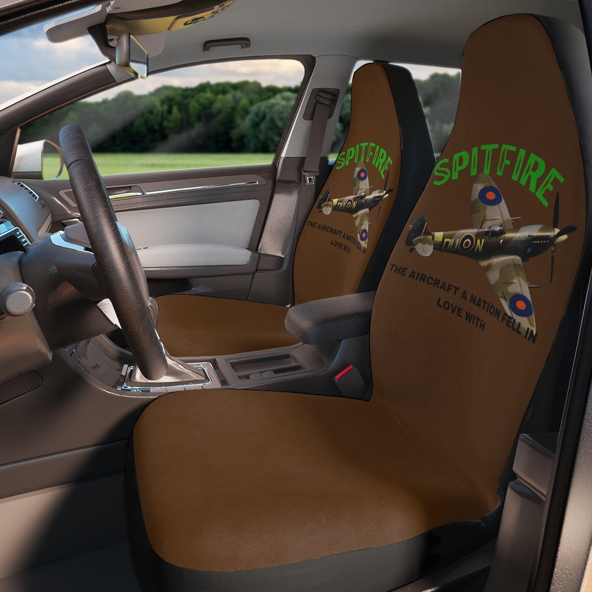 Polyester Car Seat Covers (SPITFIRE Brown) Military Styling