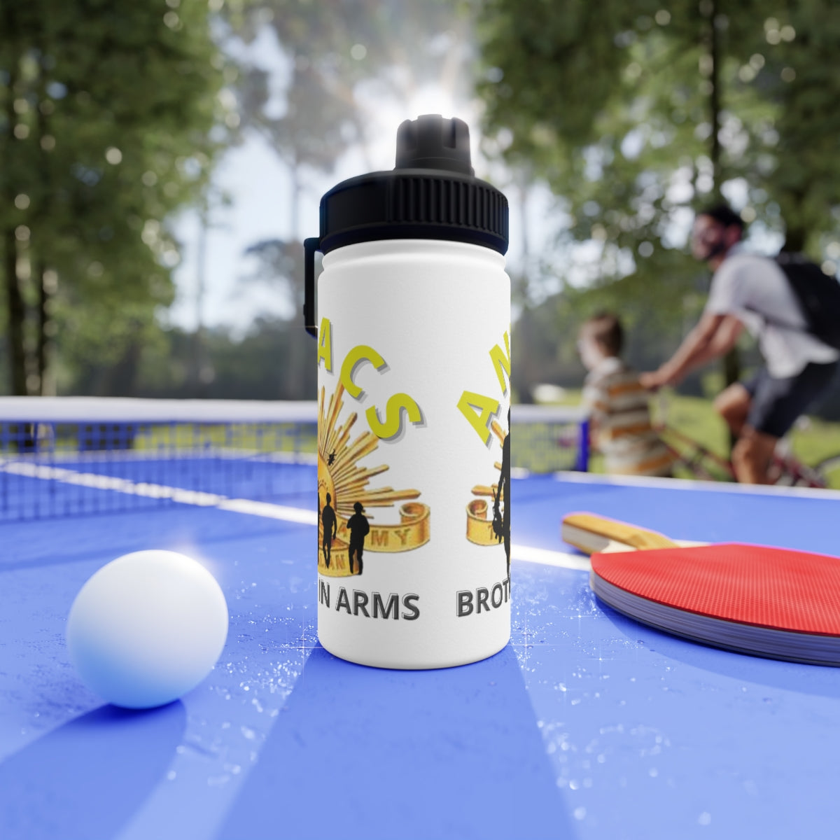 Stainless Steel Water Bottle, Sports Lid ( ANZACS ) Military Styling
