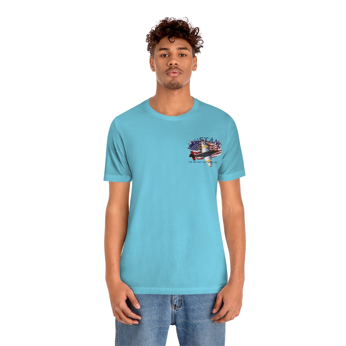 Military T-shirt P-51 Mustang Aircraft , American made, American Flag, Patriotic