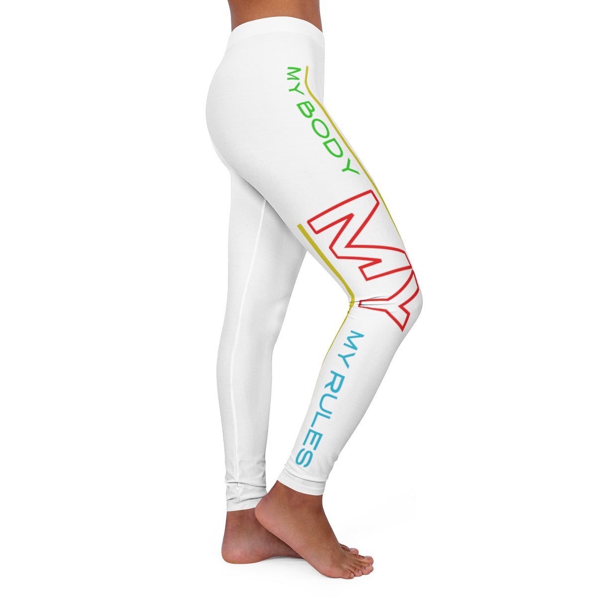 Women's Spandex Leggings ( My body my rules ) WHITE