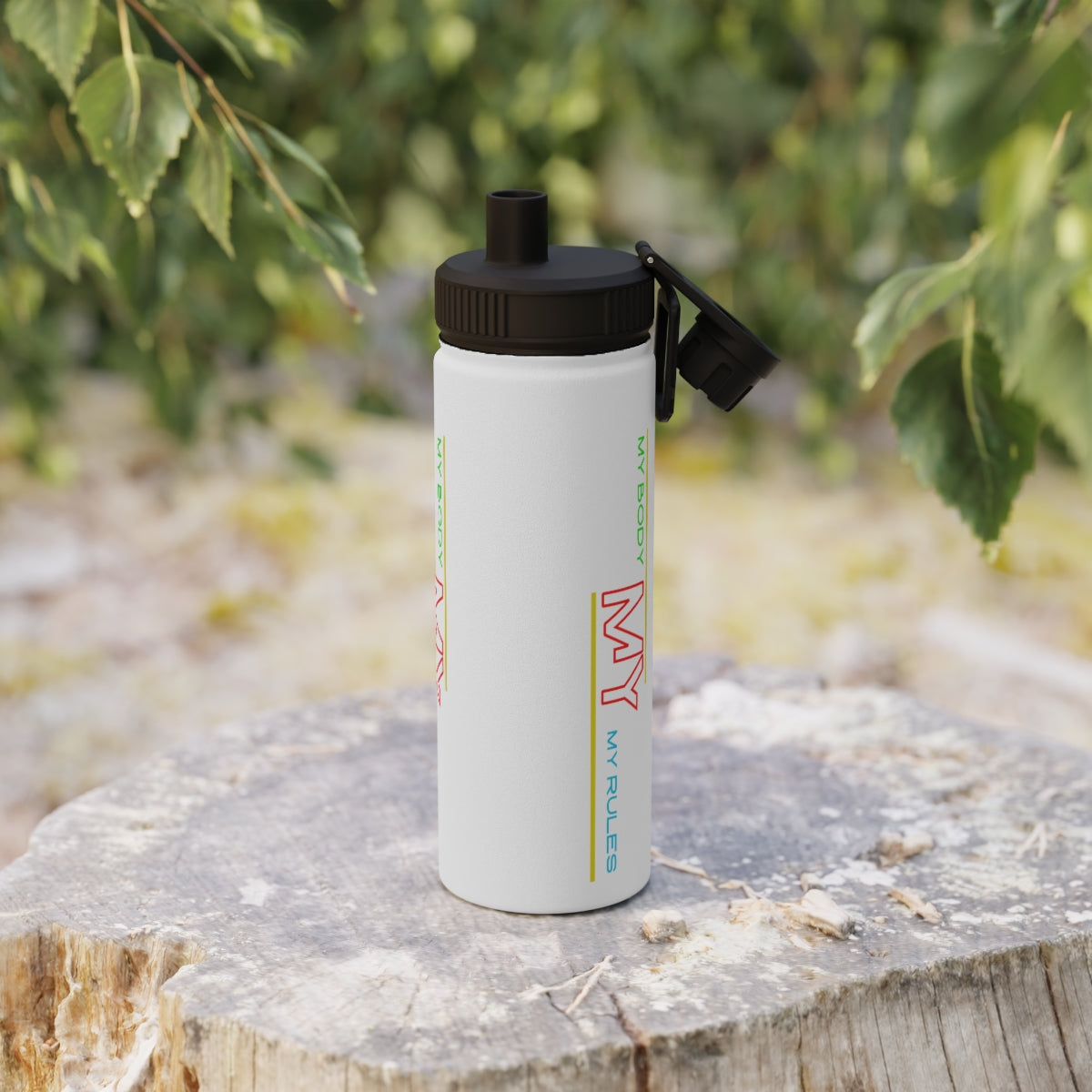 Stainless Steel Water Bottle, Sports Lid ( My Body My Rules ) Activewear